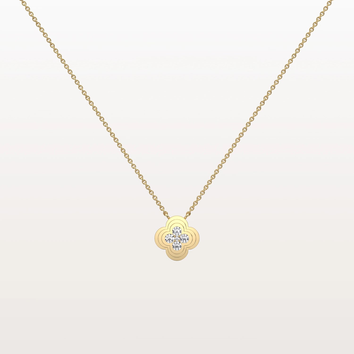 Lab Grown Diamond Clover Necklace in 14K Solid Gold/Platinum - Necklaces
