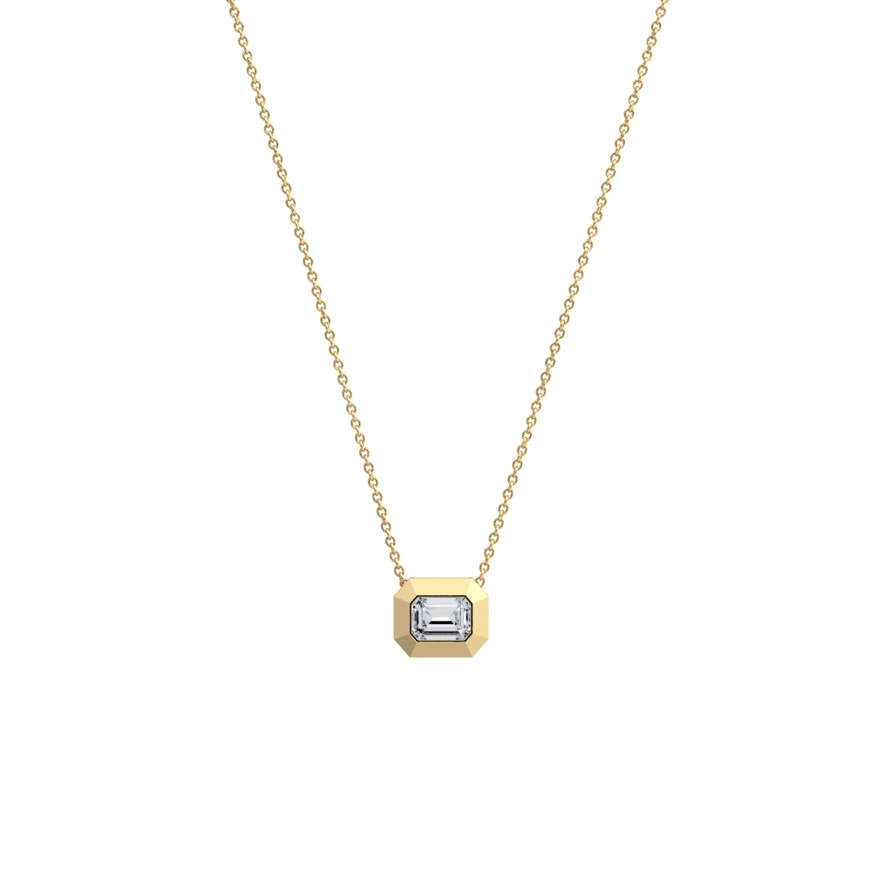 0.5CT Emerald Cut Lab Diamond Octagon Pendant Necklace - Necklaces