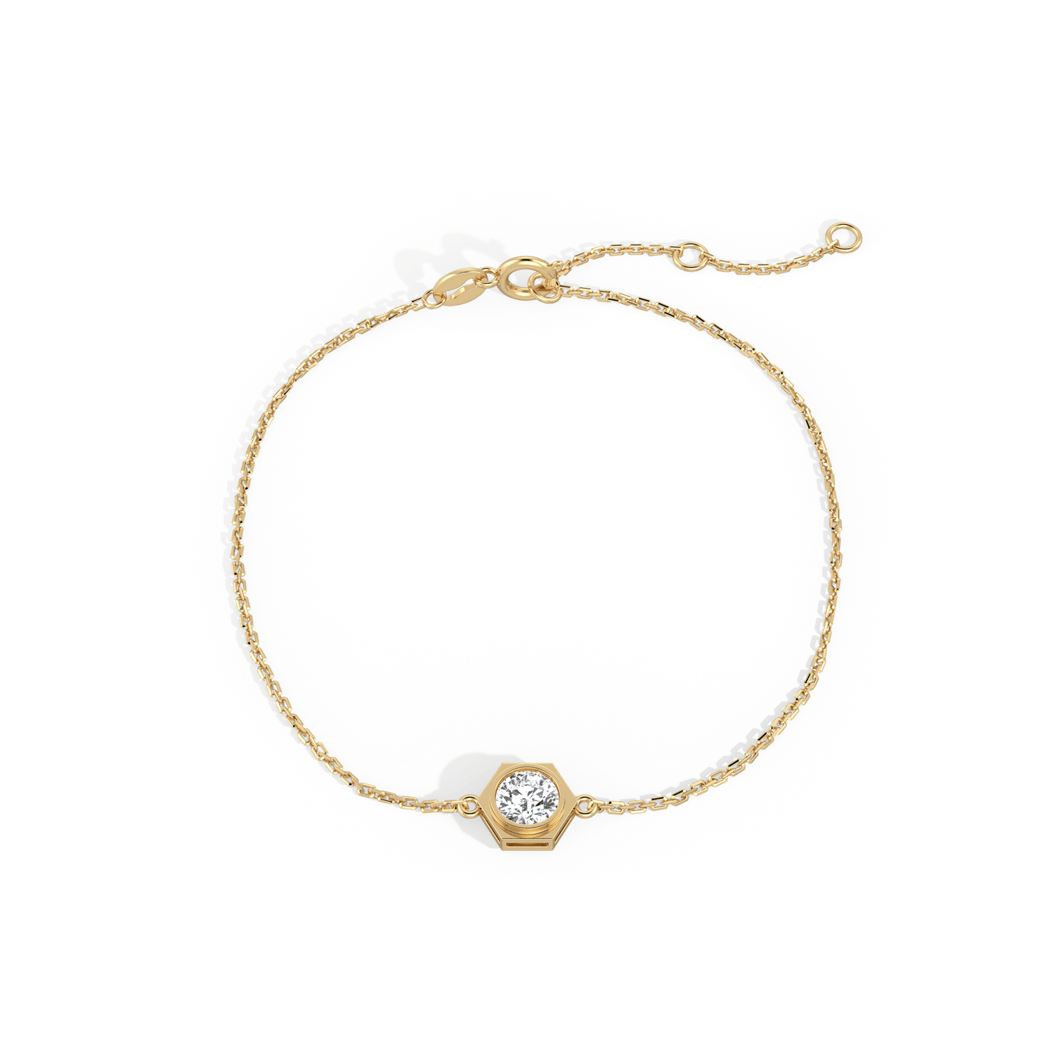 0.3CT Hexagon Lab Grown Diamond Chain Bracelet in 14K Solid Gold/Platinum - Bracelets