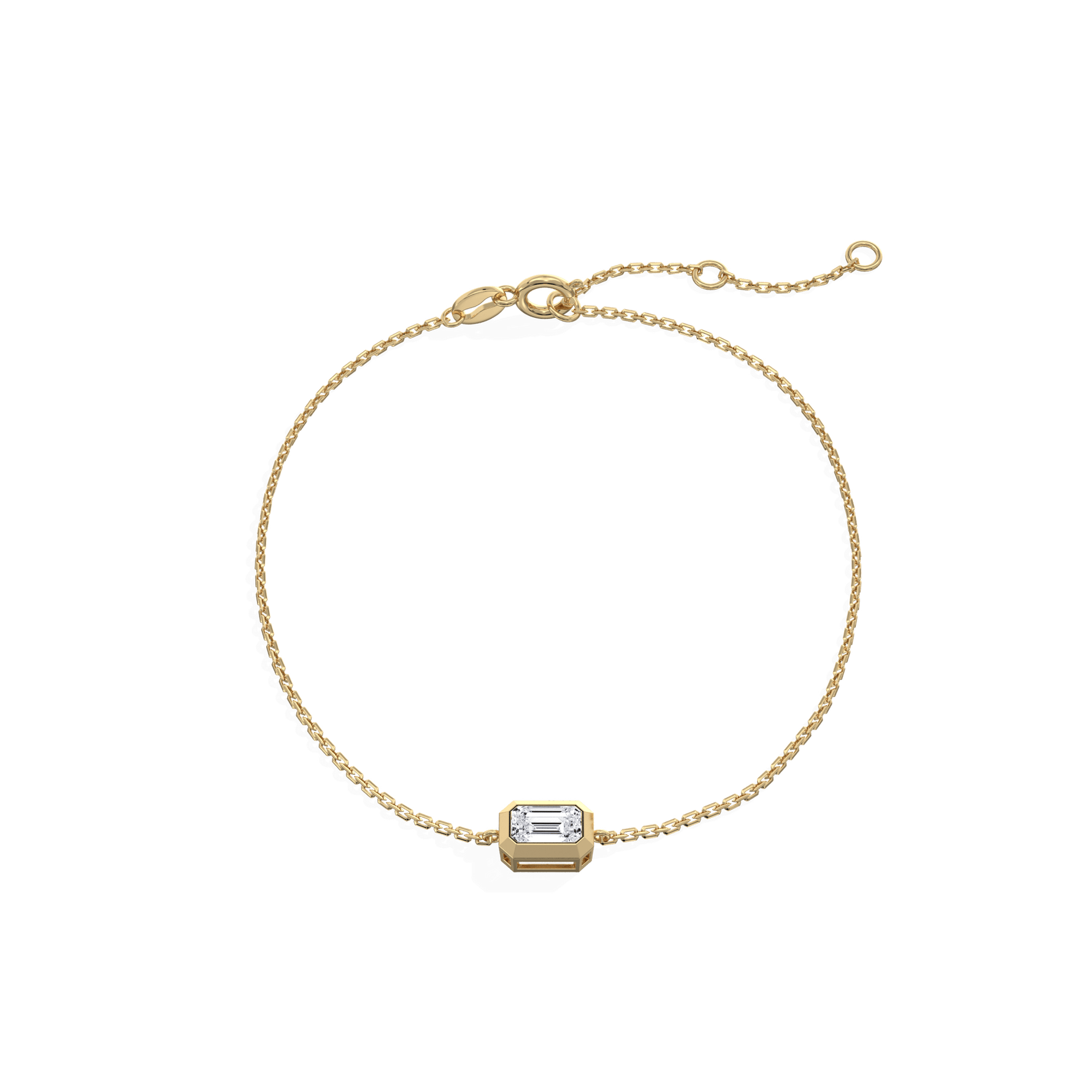 0.15CT Emerald Cut Lab Grown Diamond Chain Bracelet - Bracelets
