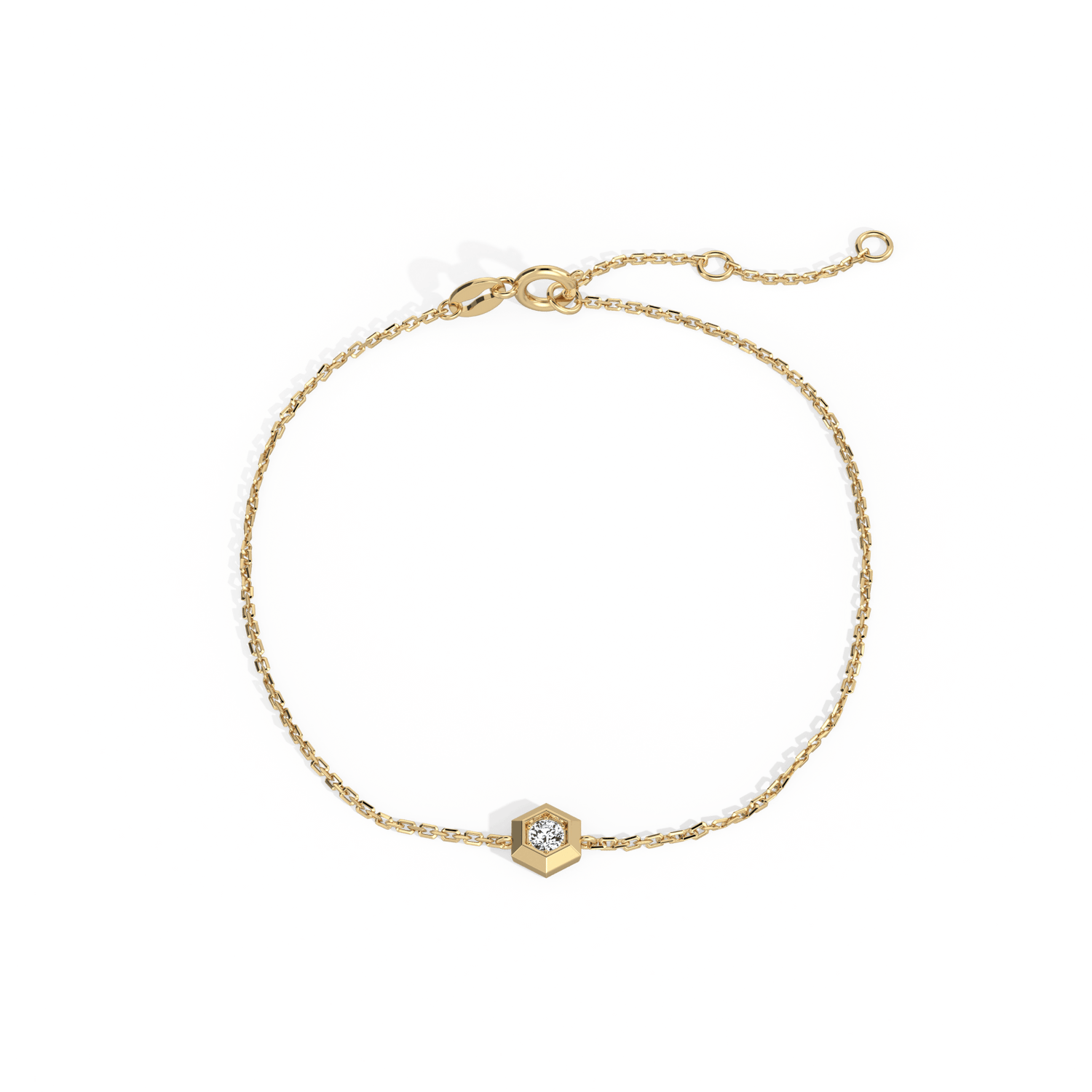Hexagon Lab Grown Diamond Chain Bracelet in 14K Solid Gold/Platinum - Bracelets