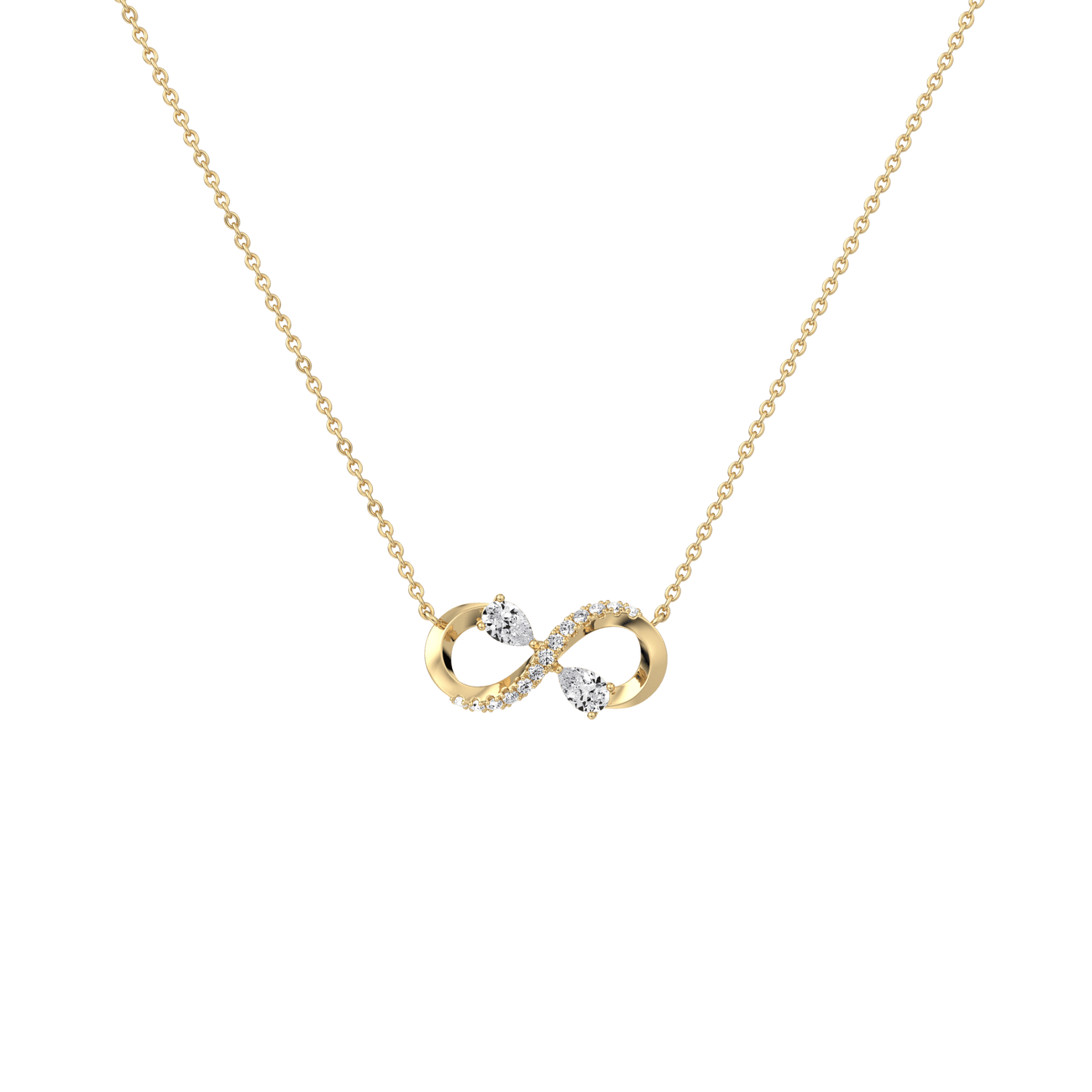 0.29CTW Lab Diamond Infinity Necklace In 14K Solid Gold/Platinum -