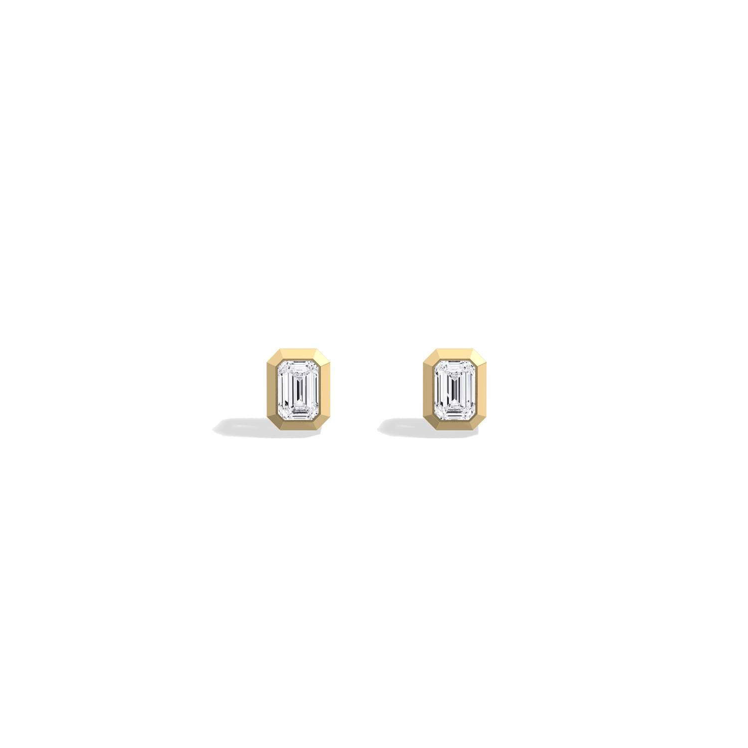 Octagon Bezel Set 1CTW Emerald Cut Single Diamond Stud Earrings - Earrings