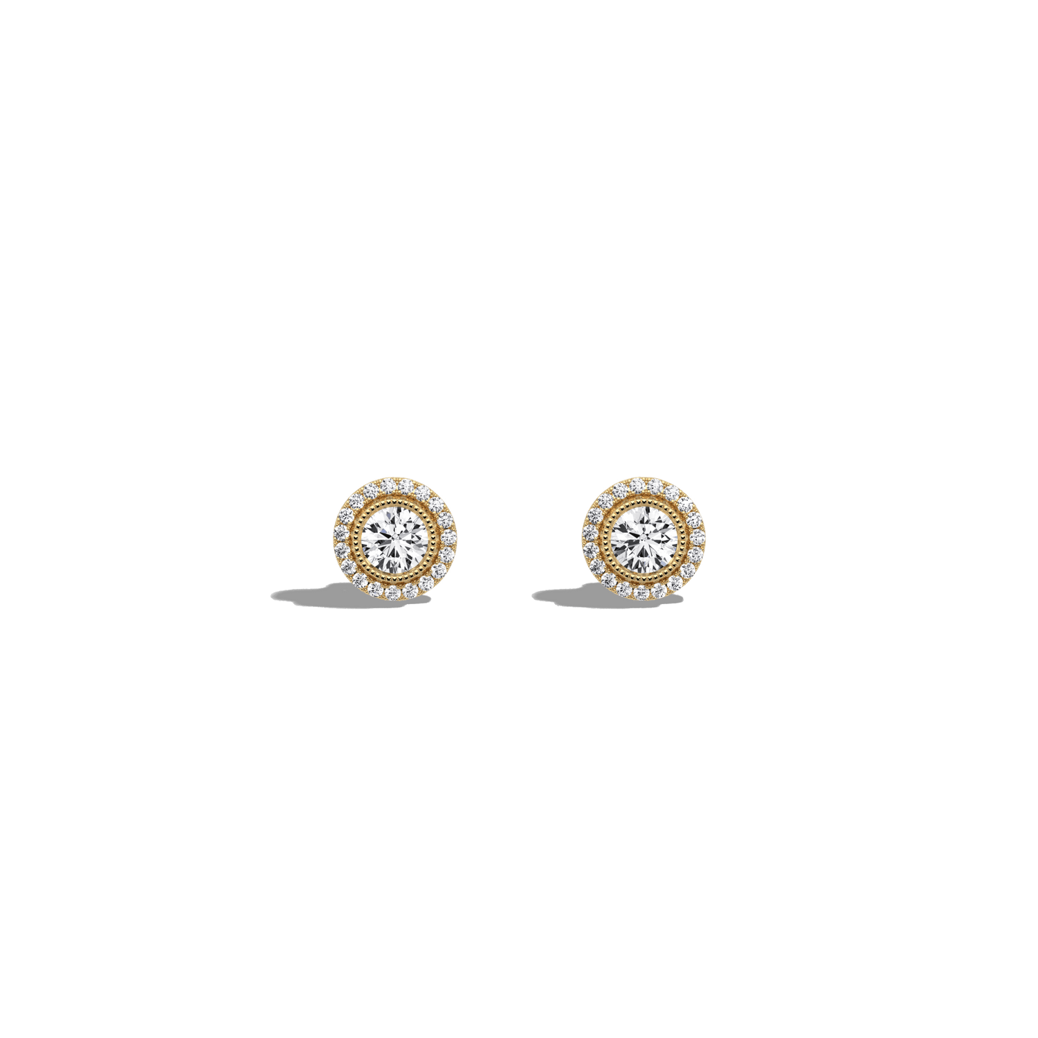 0.73CTW Round Lab Diamond Halo Stud Earrings In 14K Solid Gold/Platinum -