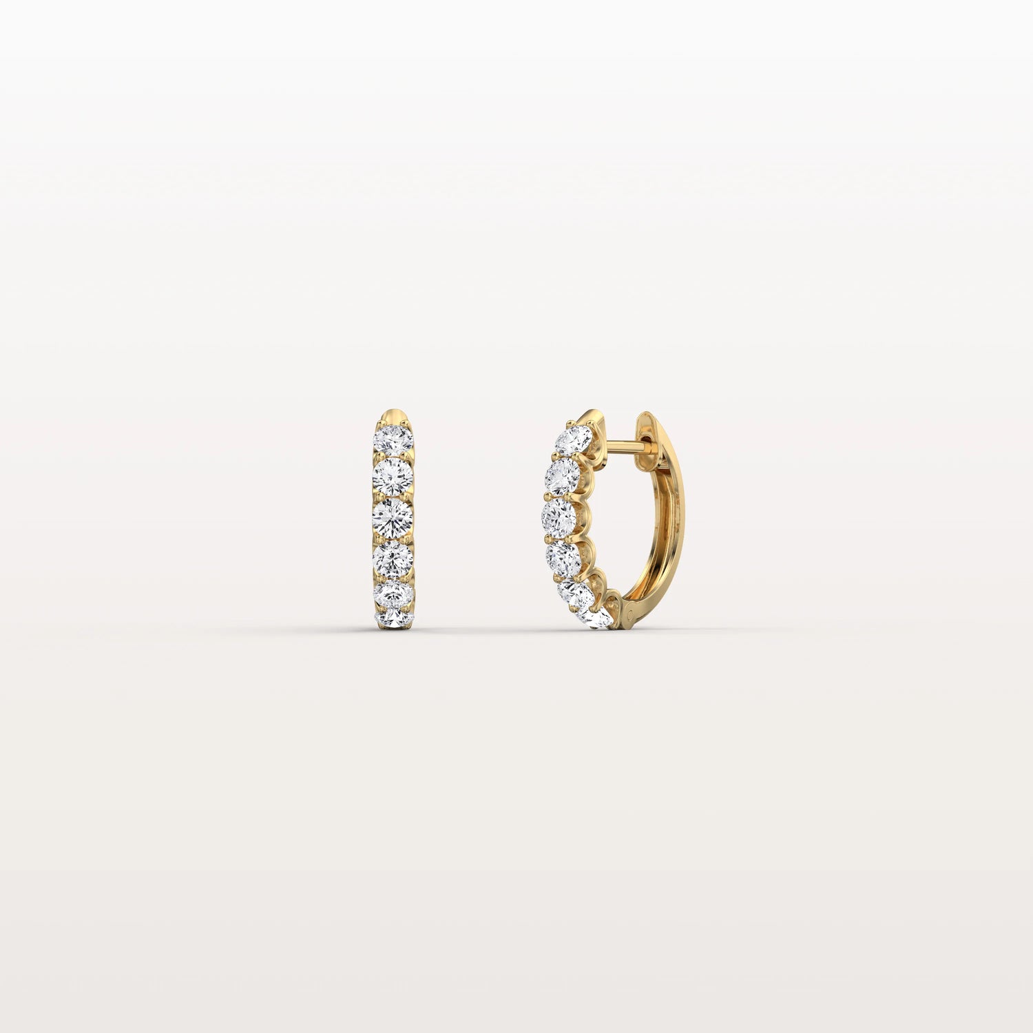 0.93CTW Lab Diamond Half Eternity Huggie Earring In 14K Solid Gold/Platinum - Earrings