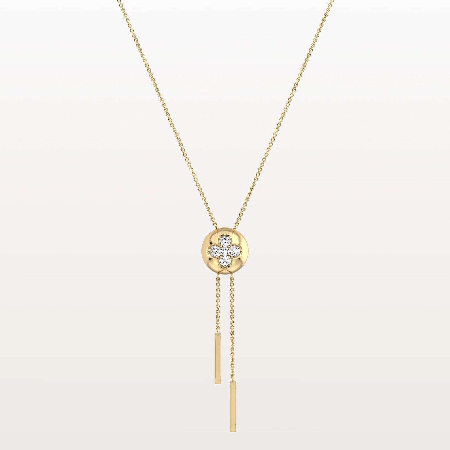 Lab Grown Diamond Ball Pendant Y Necklace In 14K Solid Gold/Platinum - Necklaces