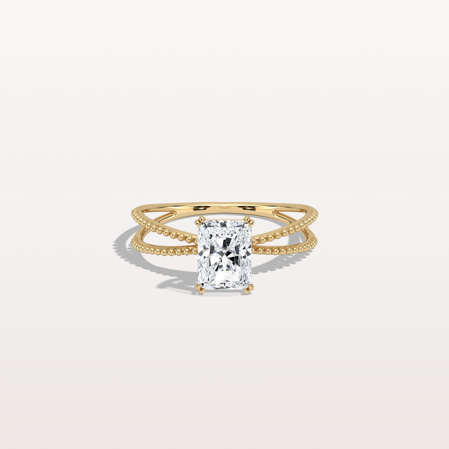 1CT Radiant Cut Lab Diamond Milgrain Hidden Halo Engagement Ring - Rings