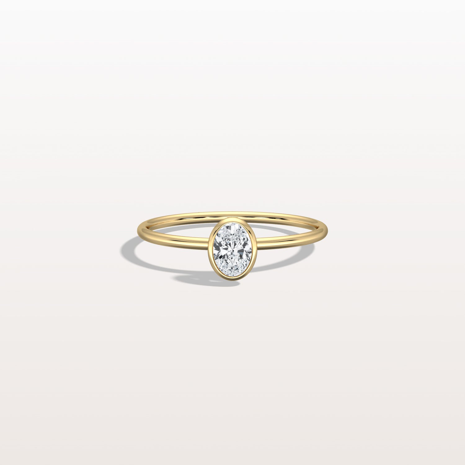 Minimalist Lab Diamond Bezel Solitaire Ring In 14K Solid Gold/Platinum - Rings