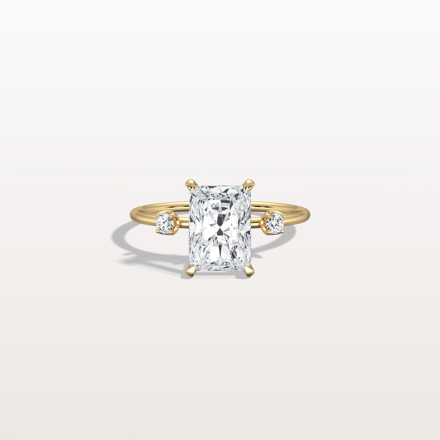 2CT Radiant Cut Lab Grown Diamond Three Stones Engagment Ring - Rings