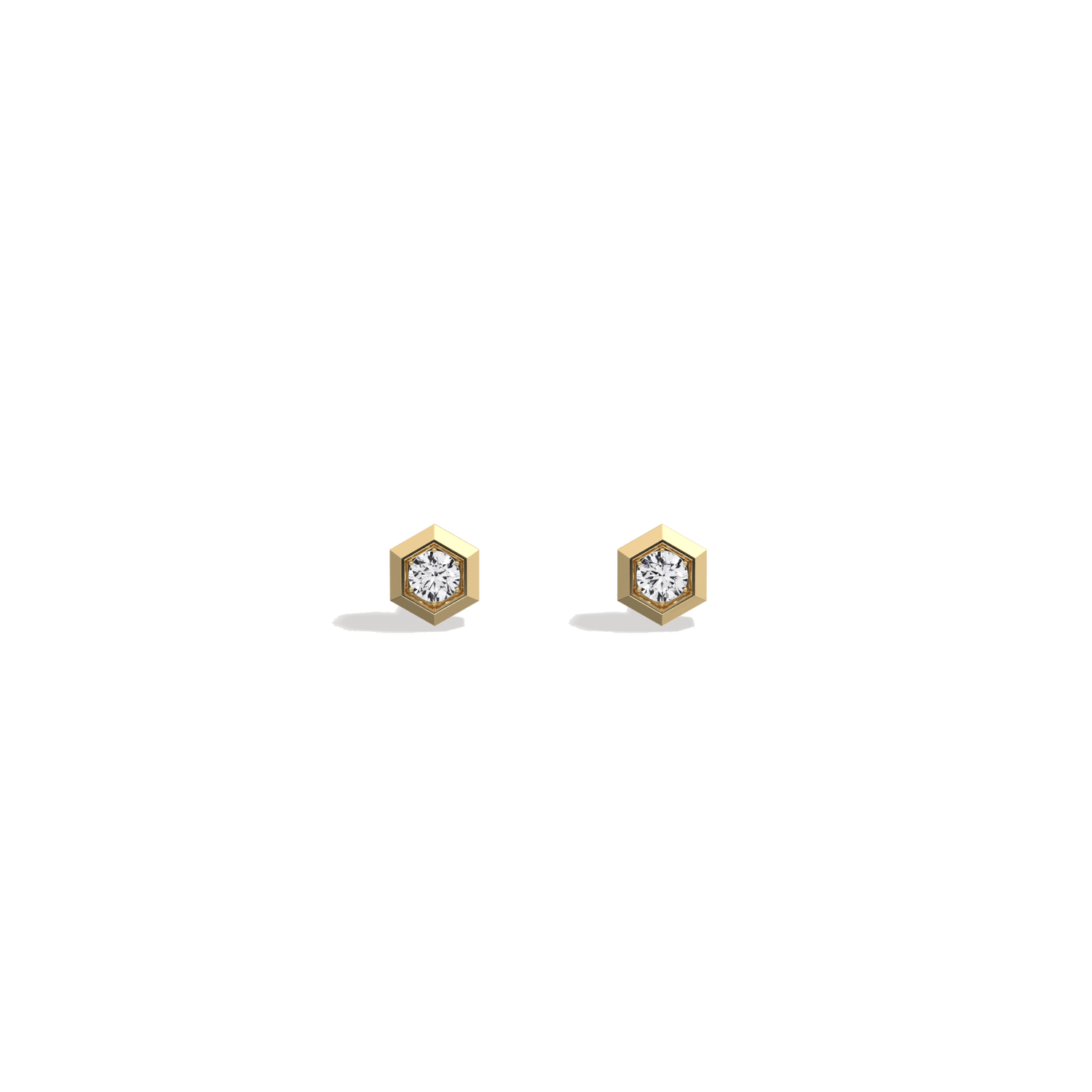 Lab Grown Diamond Hexagon Studs in 14K Solid Gold/Platinum - Earrings