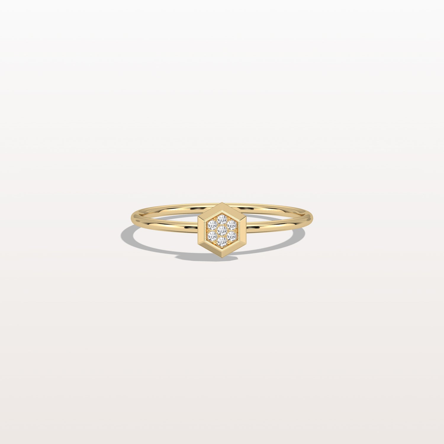 Lab Grown Diamond Hexagon Fashion Ring in 14K Solid Gold/Platinum - Rings