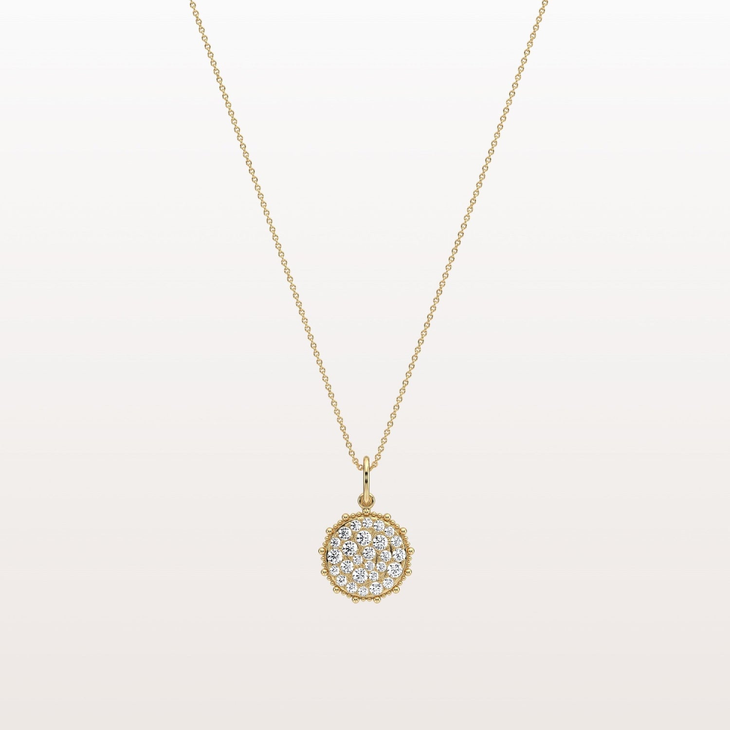 Lab Grown Diamond Circle Pendant Necklace in 14K Solid Gold/Platinum - Necklaces