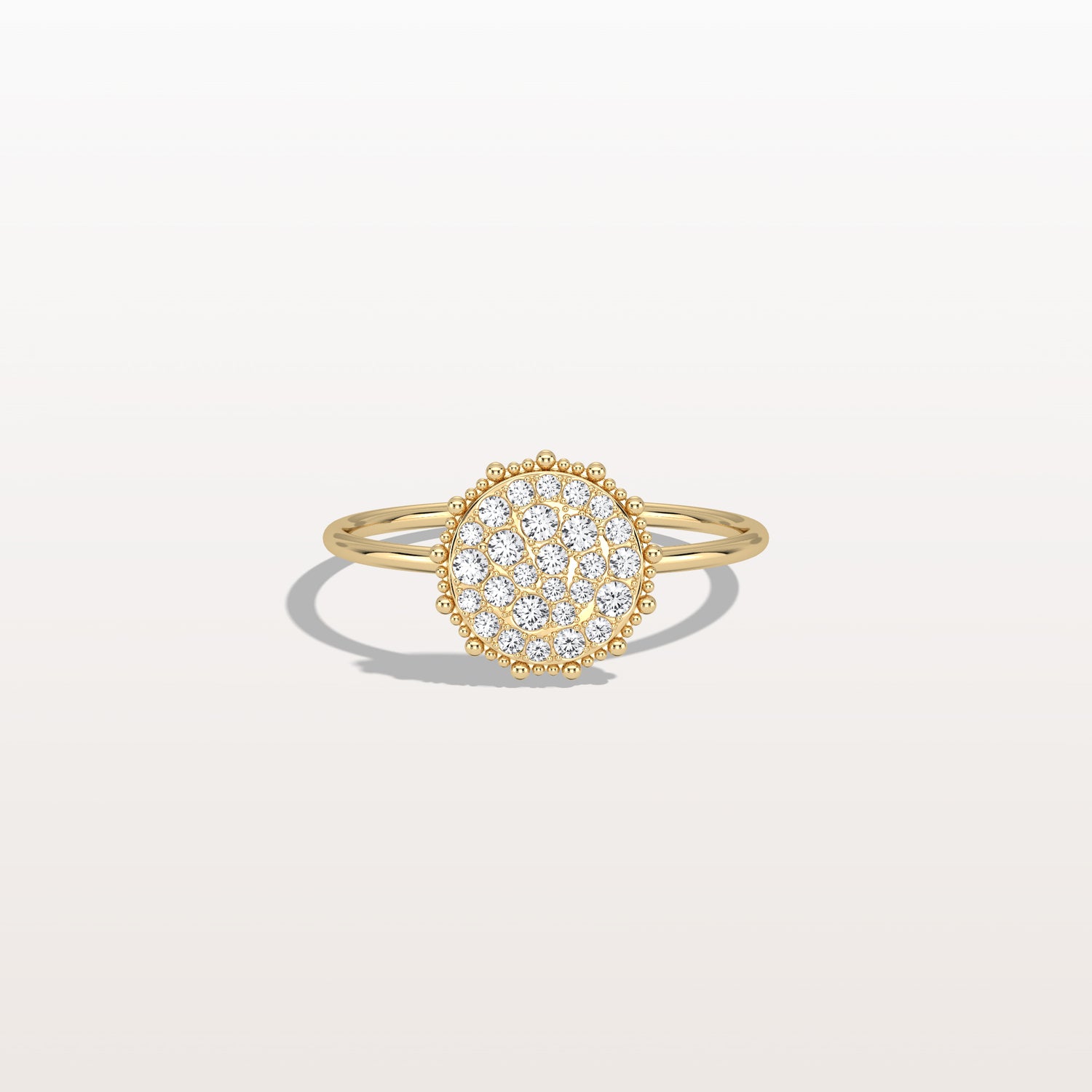 Lab Grown Milgrain Halo Cluster Ring in 14K Solid Gold/Platinum - Rings