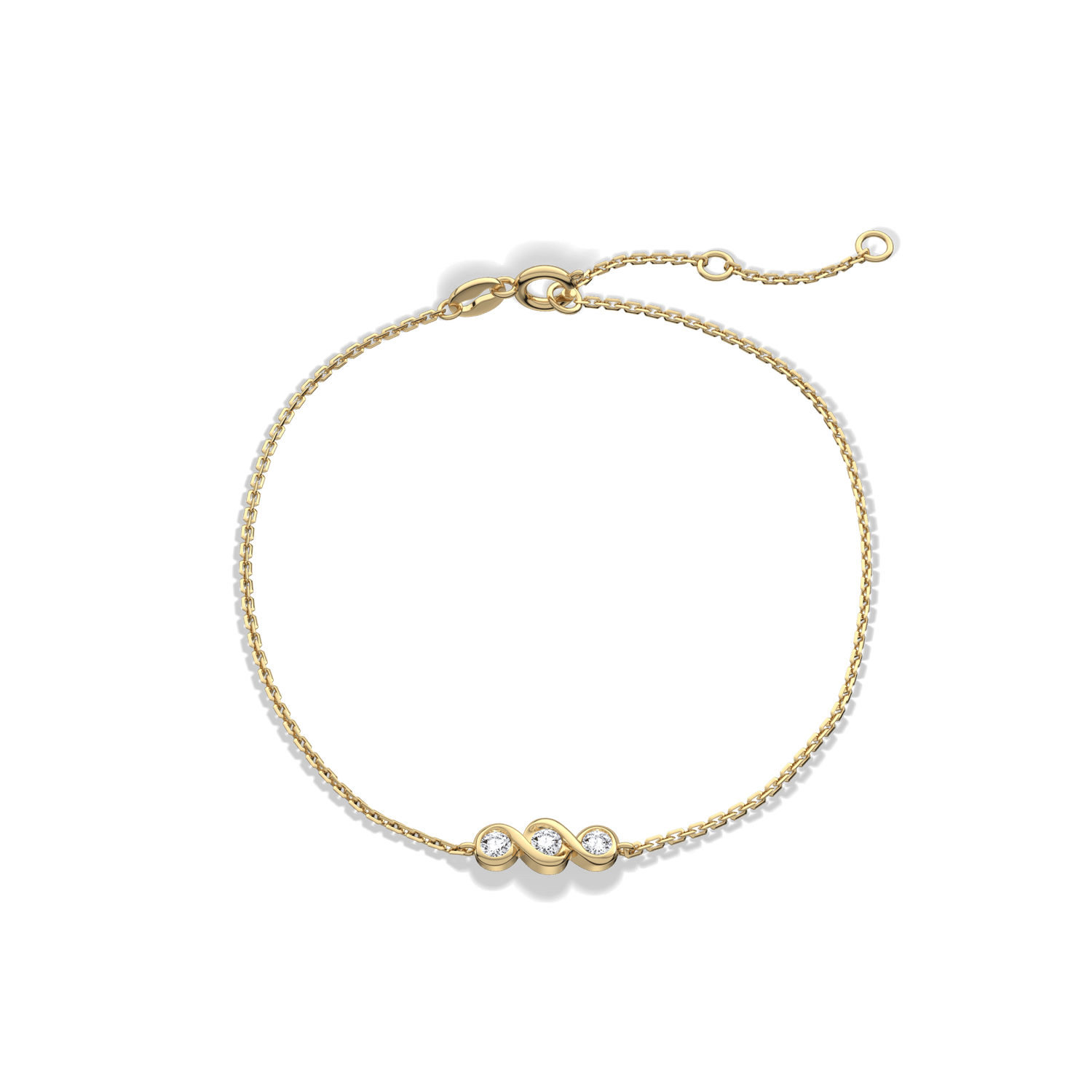 14K Solid Gold Lab Created Diamond Bezel Set Trio Bracelet - Bracelets