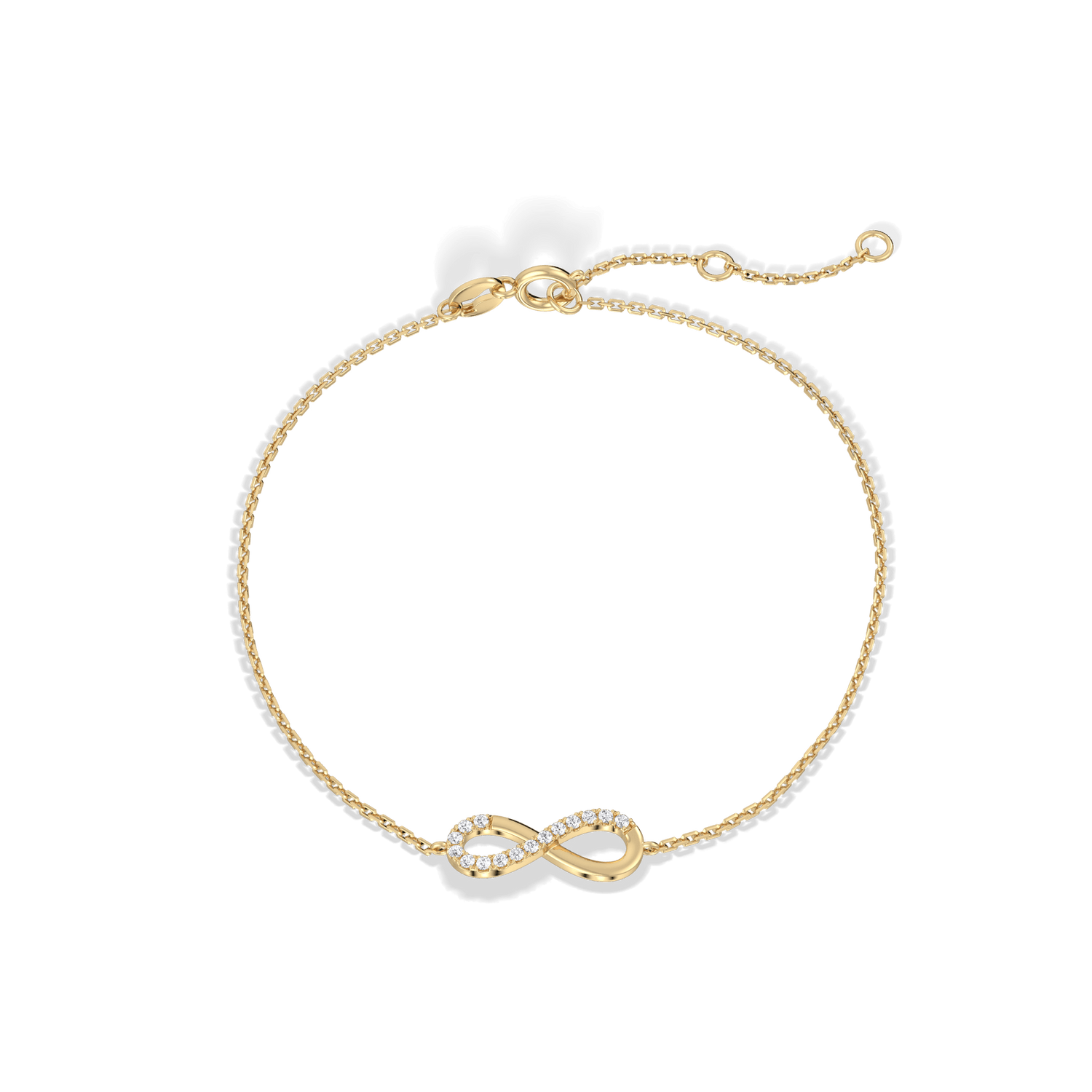 14K Solid Gold Lab Grown Diamond Infinity Chain Bracelets - Bracelets