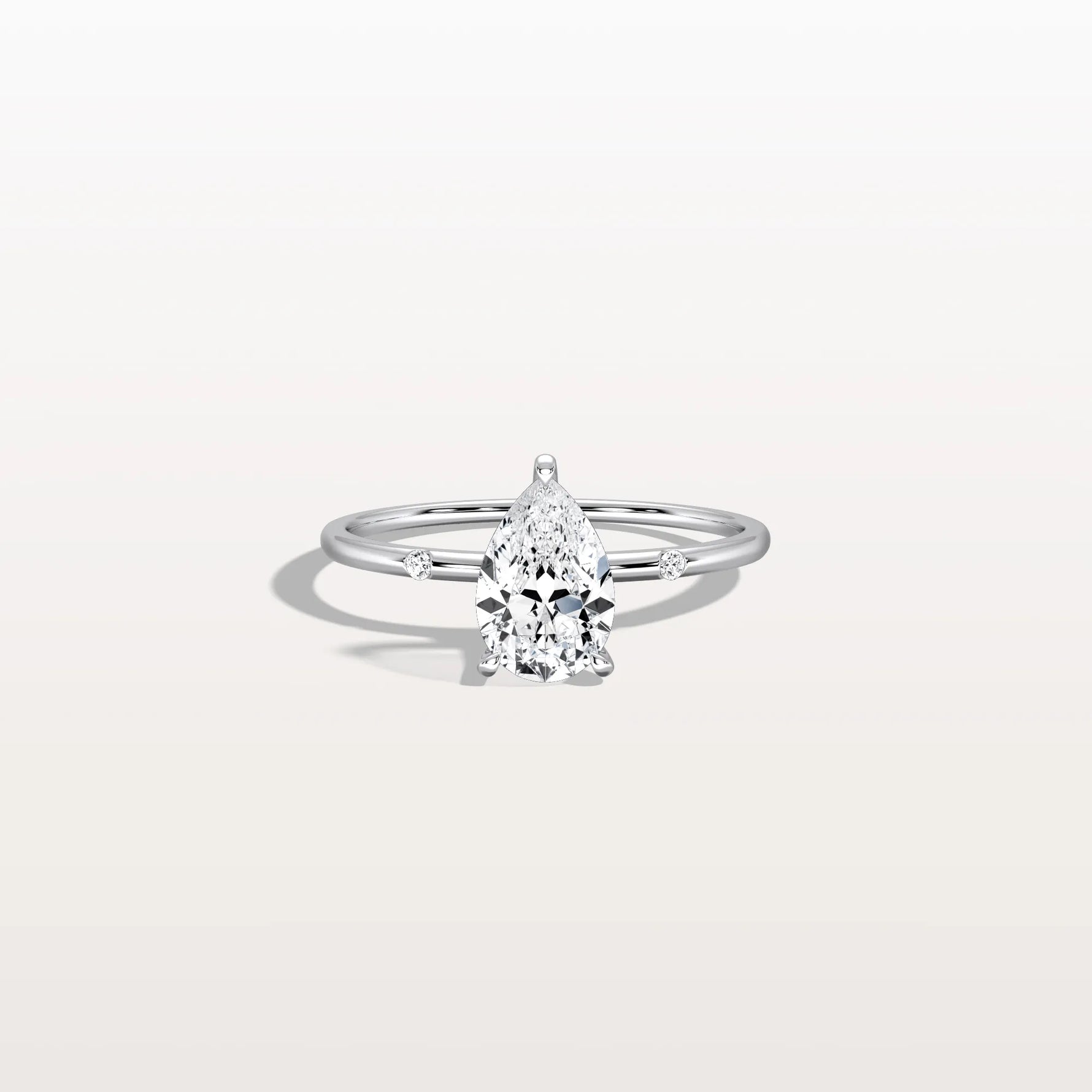1 CT Lab Grown Pear Engagement Ring with Hidden Halo - Rings