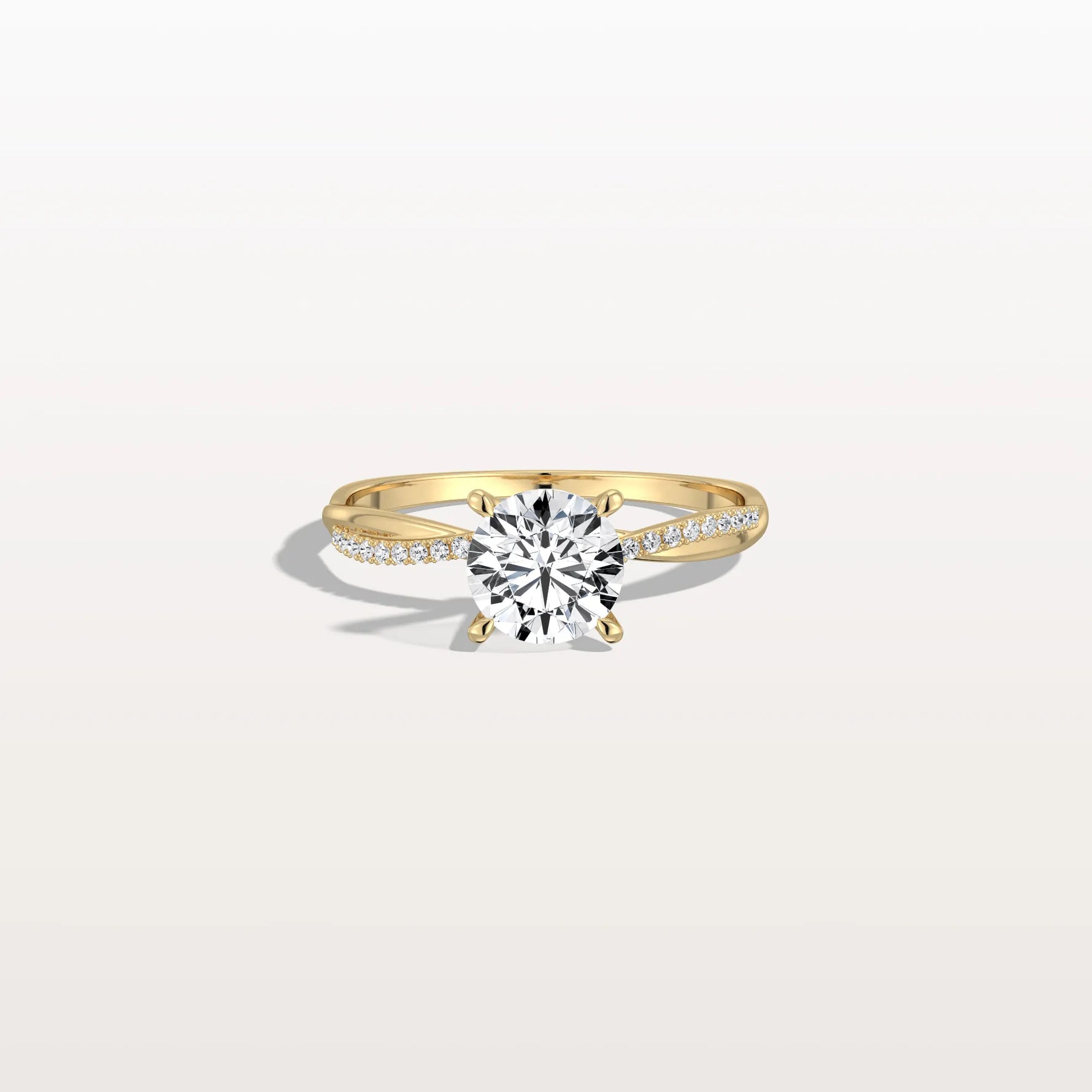 1CT Twisted Engagement Ring with Round Lab Grown Diamond - Rings