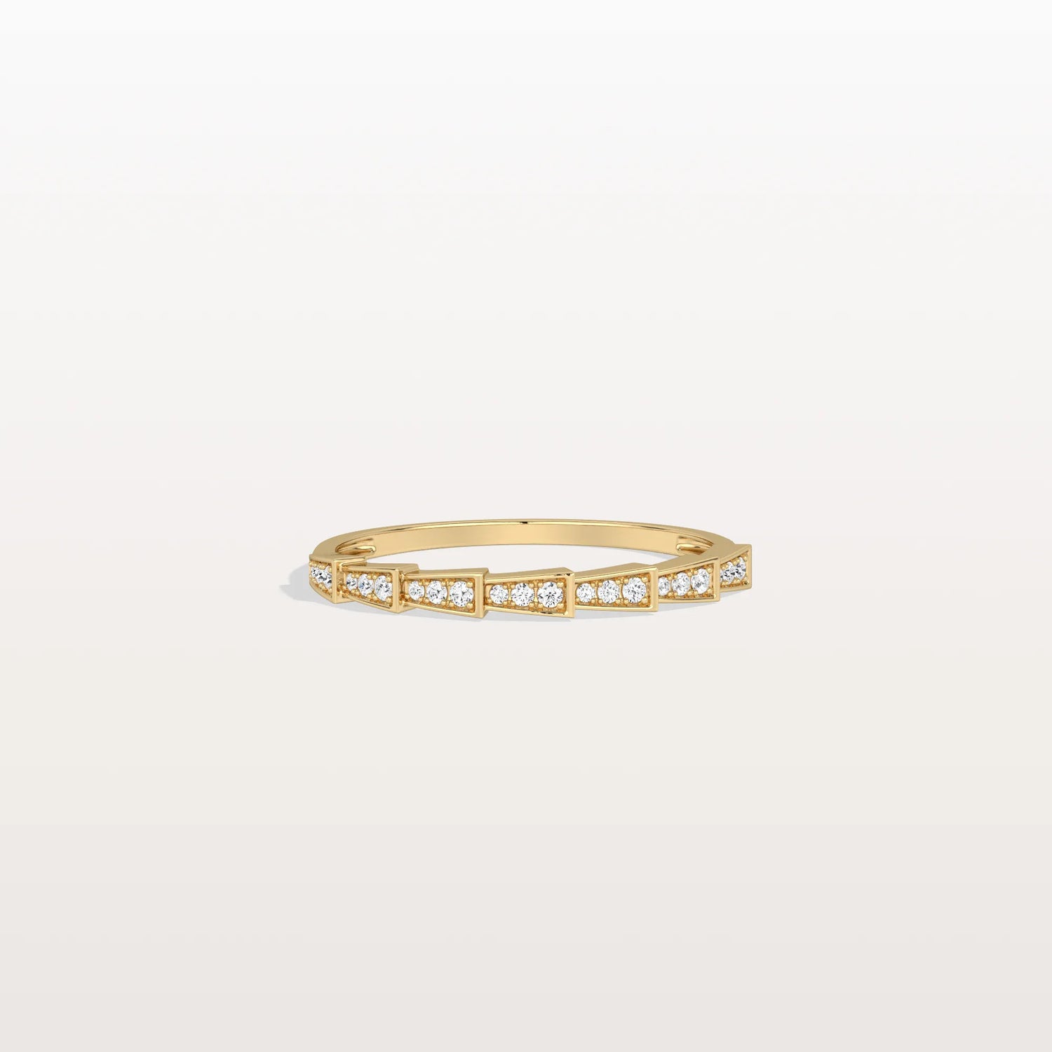 14K Gold/Platinum Stackable Pave Ring with Lab Diamonds - Viper Inspired - Rings