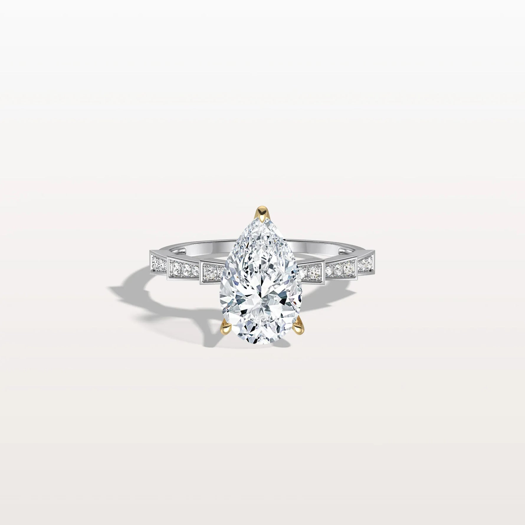 2CT Two - Tone Pave Pear Lab Grown Diamond Ring - Rings