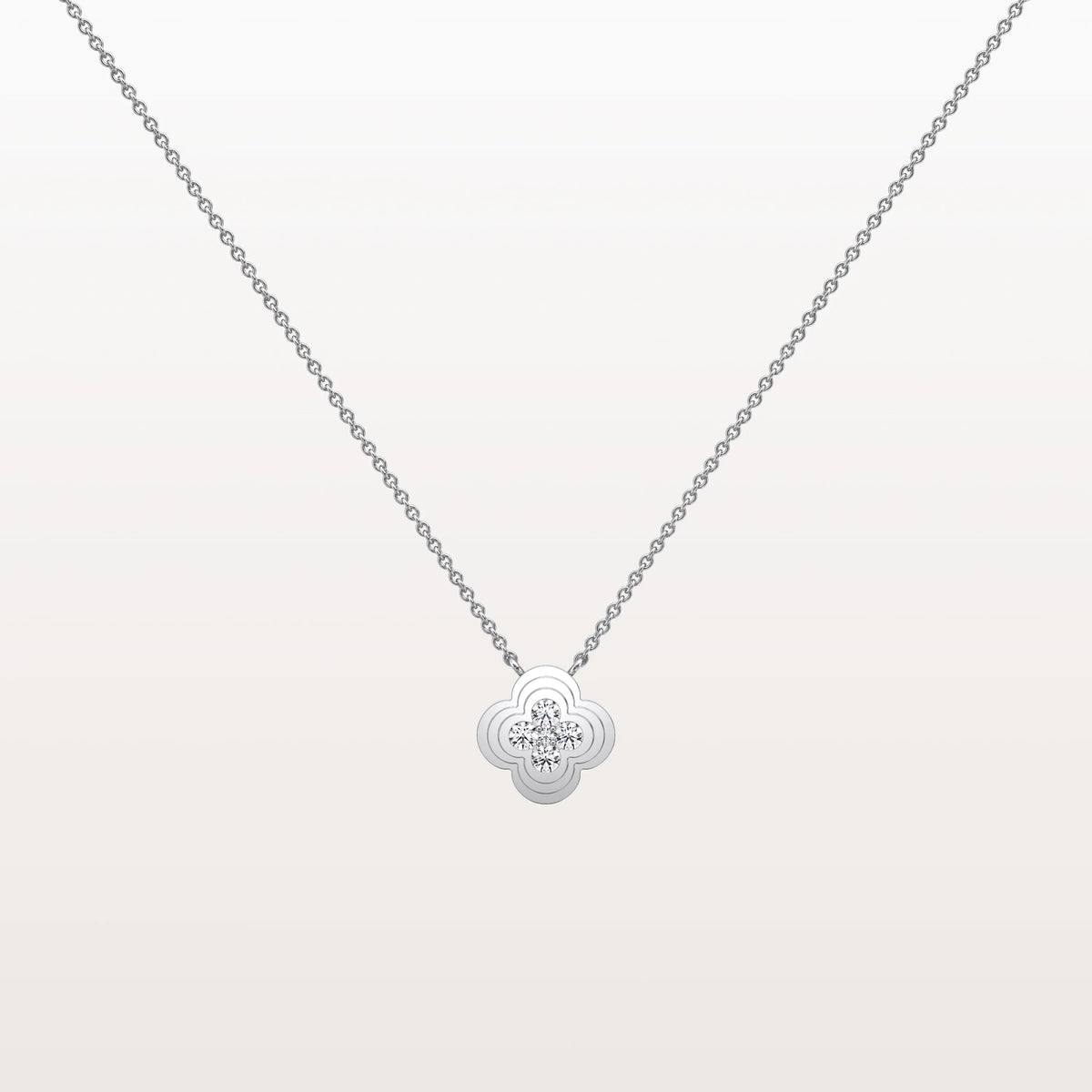 Lab Grown Diamond Clover Necklace in 14K Solid Gold/Platinum - Necklaces