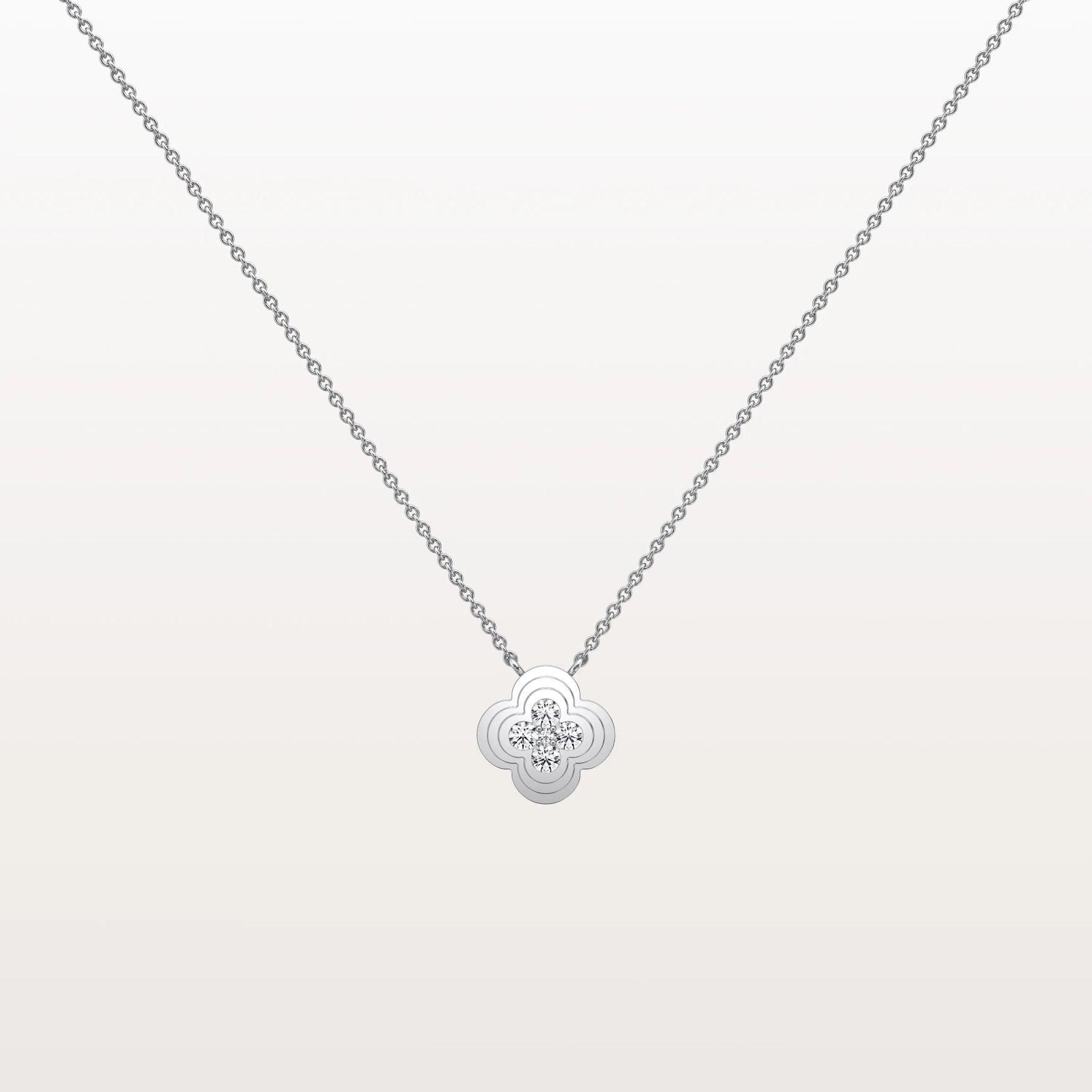 Lab Grown Diamond Clover Necklace in 14K Solid Gold/Platinum - Necklaces