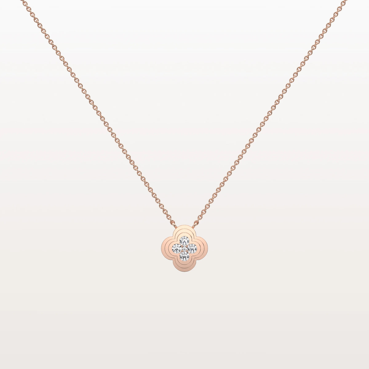 Lab Grown Diamond Clover Necklace in 14K Solid Gold/Platinum - Necklaces