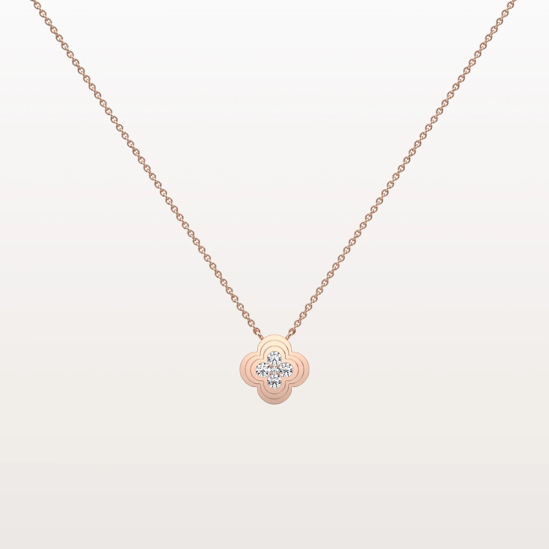 Lab Grown Diamond Clover Necklace in 14K Solid Gold/Platinum - Necklaces