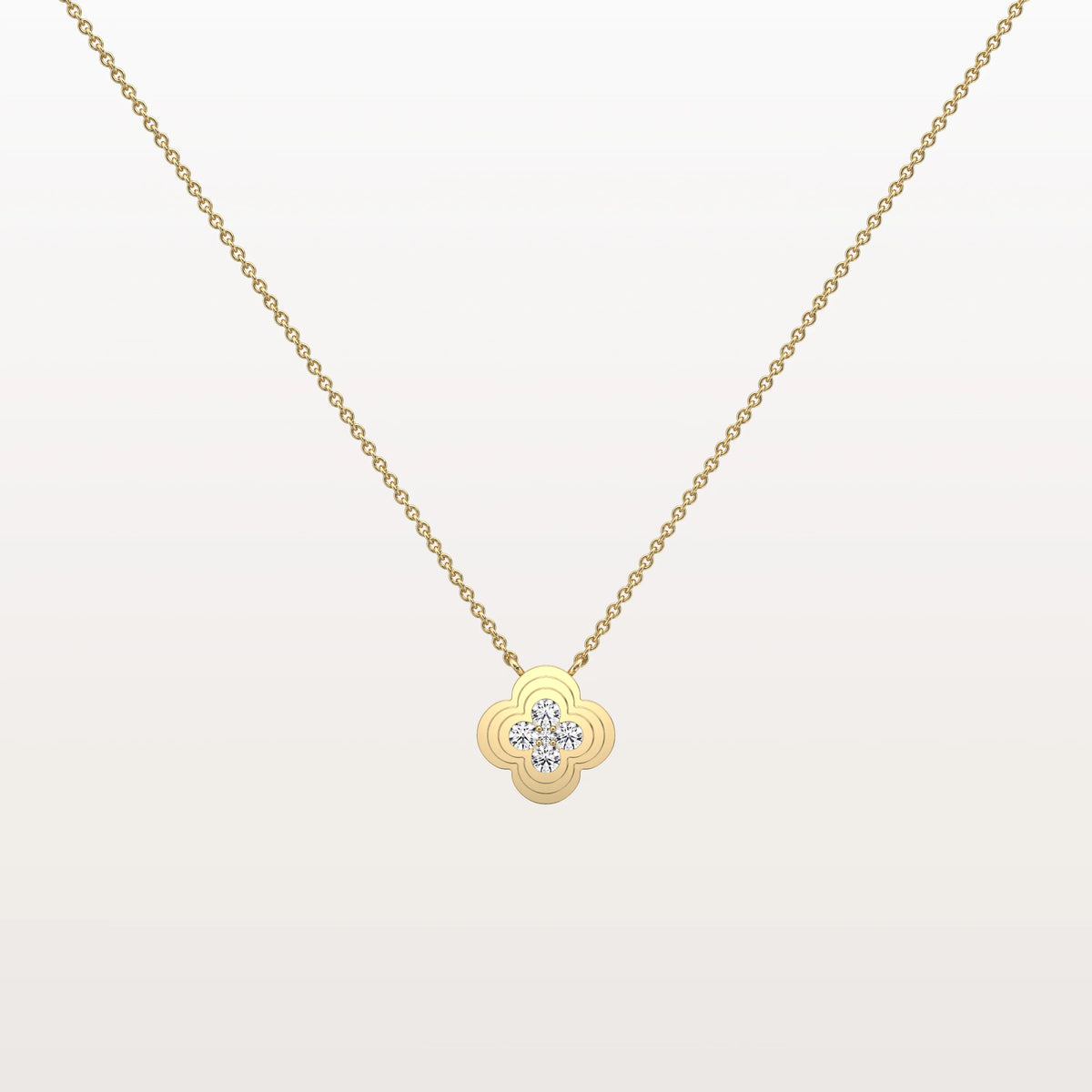 Lab Grown Diamond Clover Necklace in 14K Solid Gold/Platinum - Necklaces