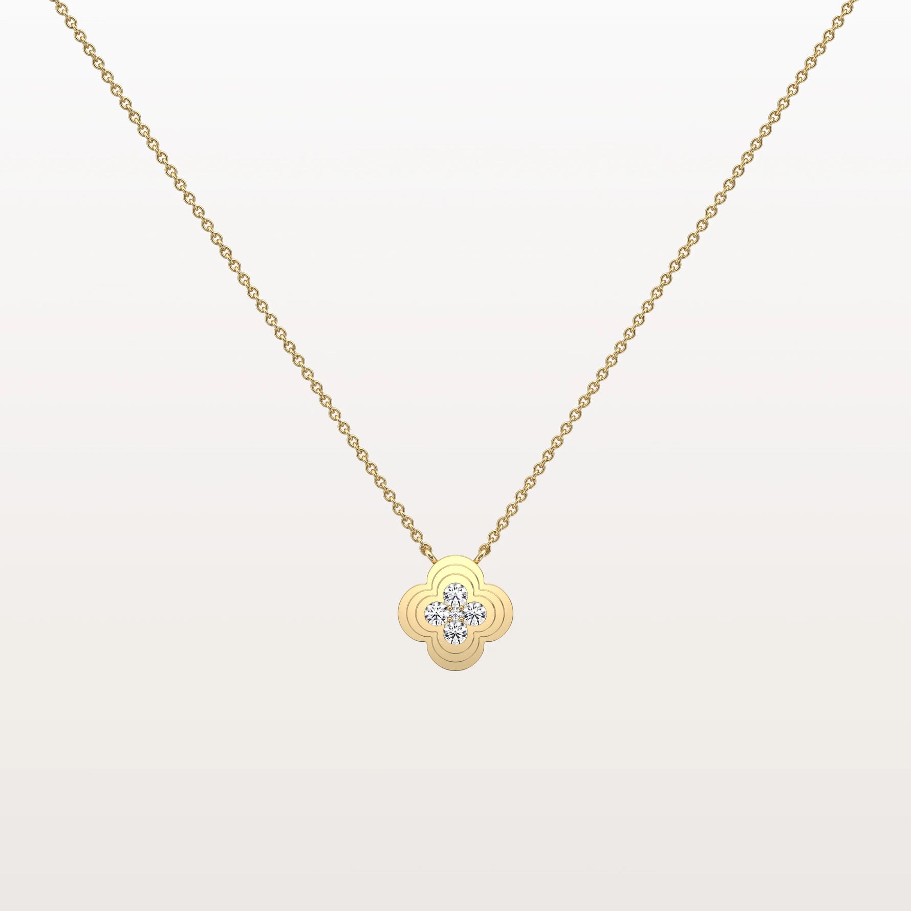 Lab Grown Diamond Clover Necklace in 14K Solid Gold/Platinum - Necklaces