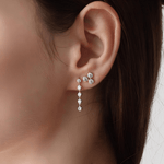 14K Solid Gold Bezel Dangle Earring With Lab Created Diamond - 