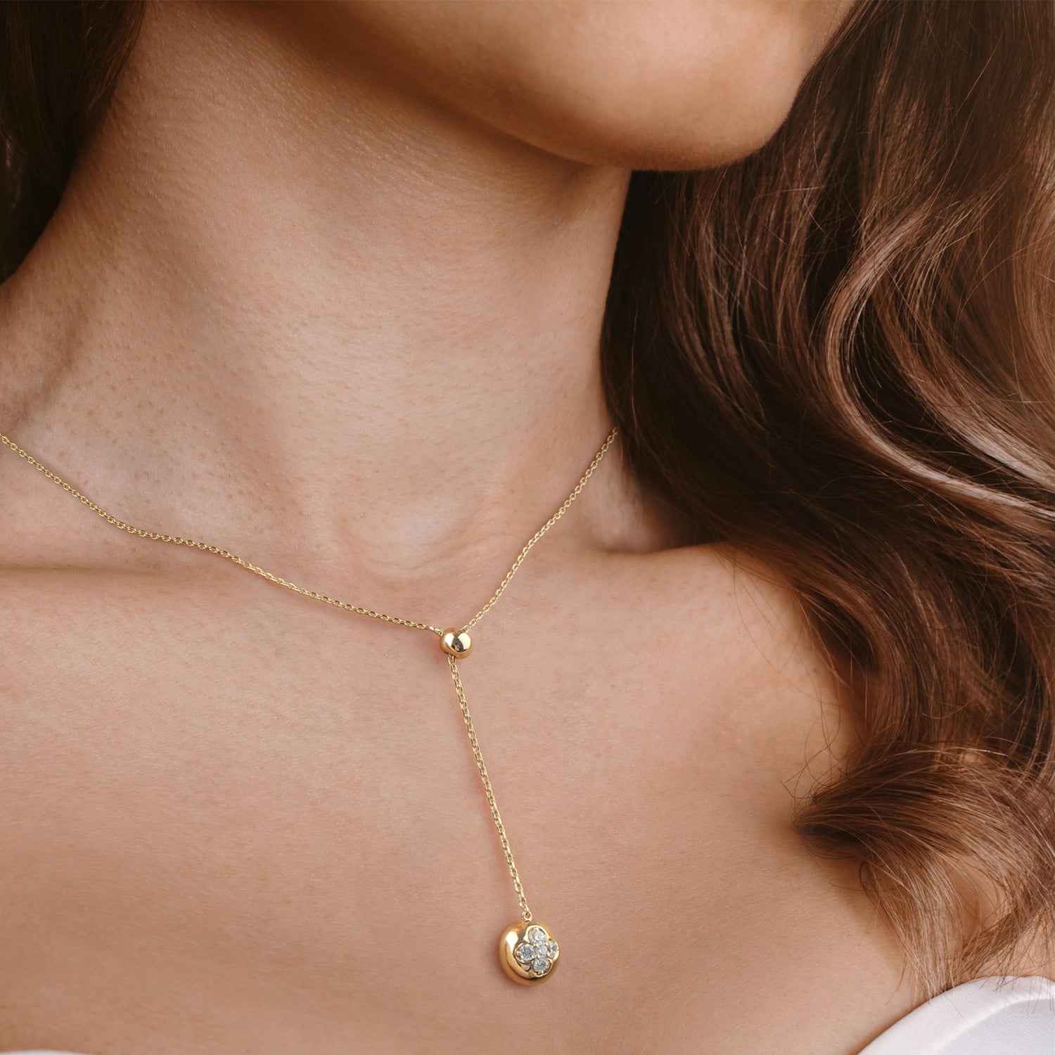 Lab Grown Diamond Blossom Drop Pendant - Necklaces