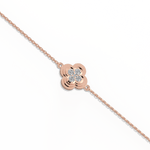 Lab Grown Diamond Station Clover Bracelet in 14K Solid Gold/Platinum - Bracelets