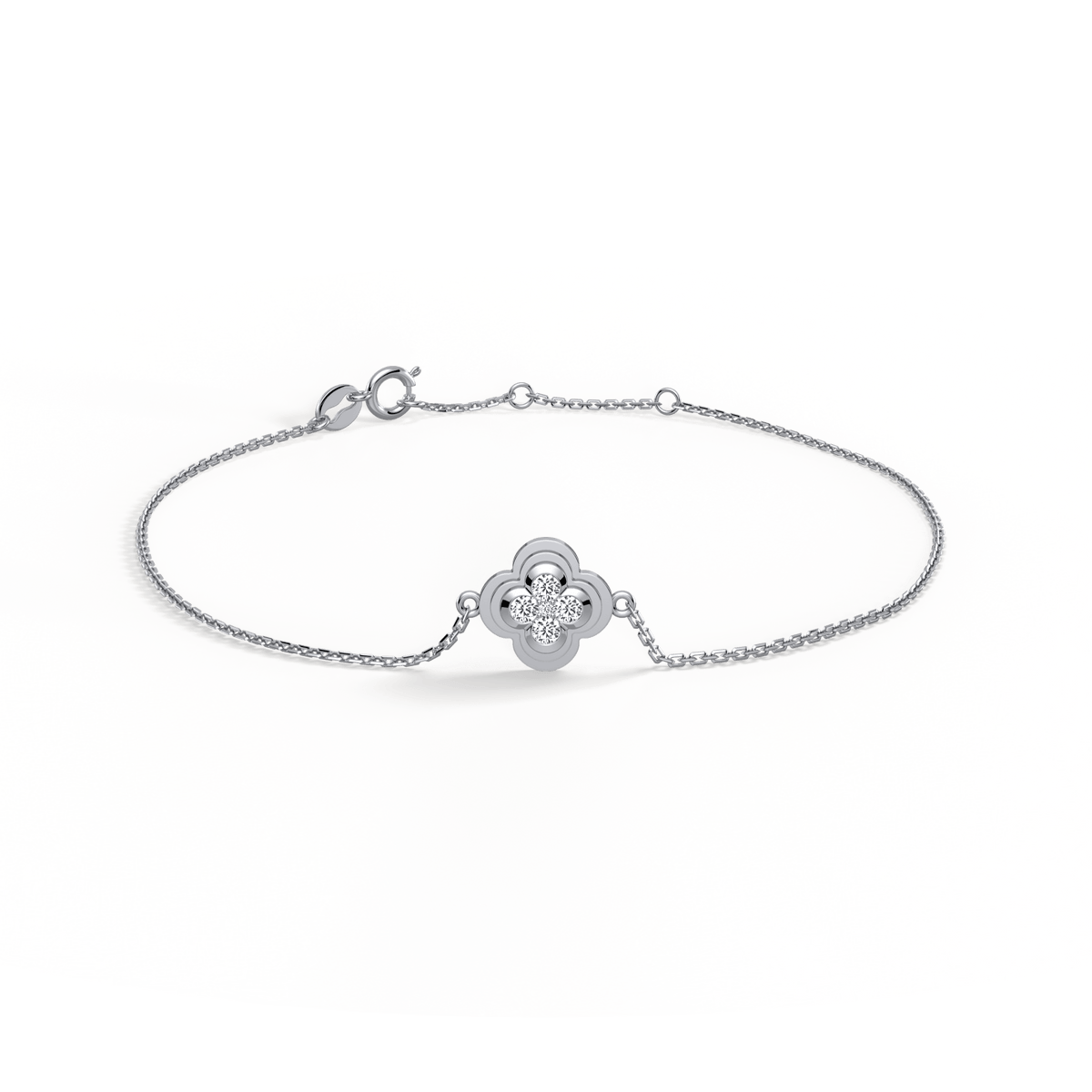 Lab Grown Diamond Station Clover Bracelet in 14K Solid Gold/Platinum - Bracelets