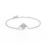 Lab Grown Diamond Station Clover Bracelet in 14K Solid Gold/Platinum - Bracelets