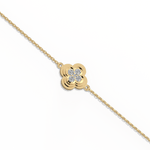 Lab Grown Diamond Station Clover Bracelet in 14K Solid Gold/Platinum - Bracelets