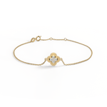Lab Grown Diamond Station Clover Bracelet in 14K Solid Gold/Platinum - Bracelets