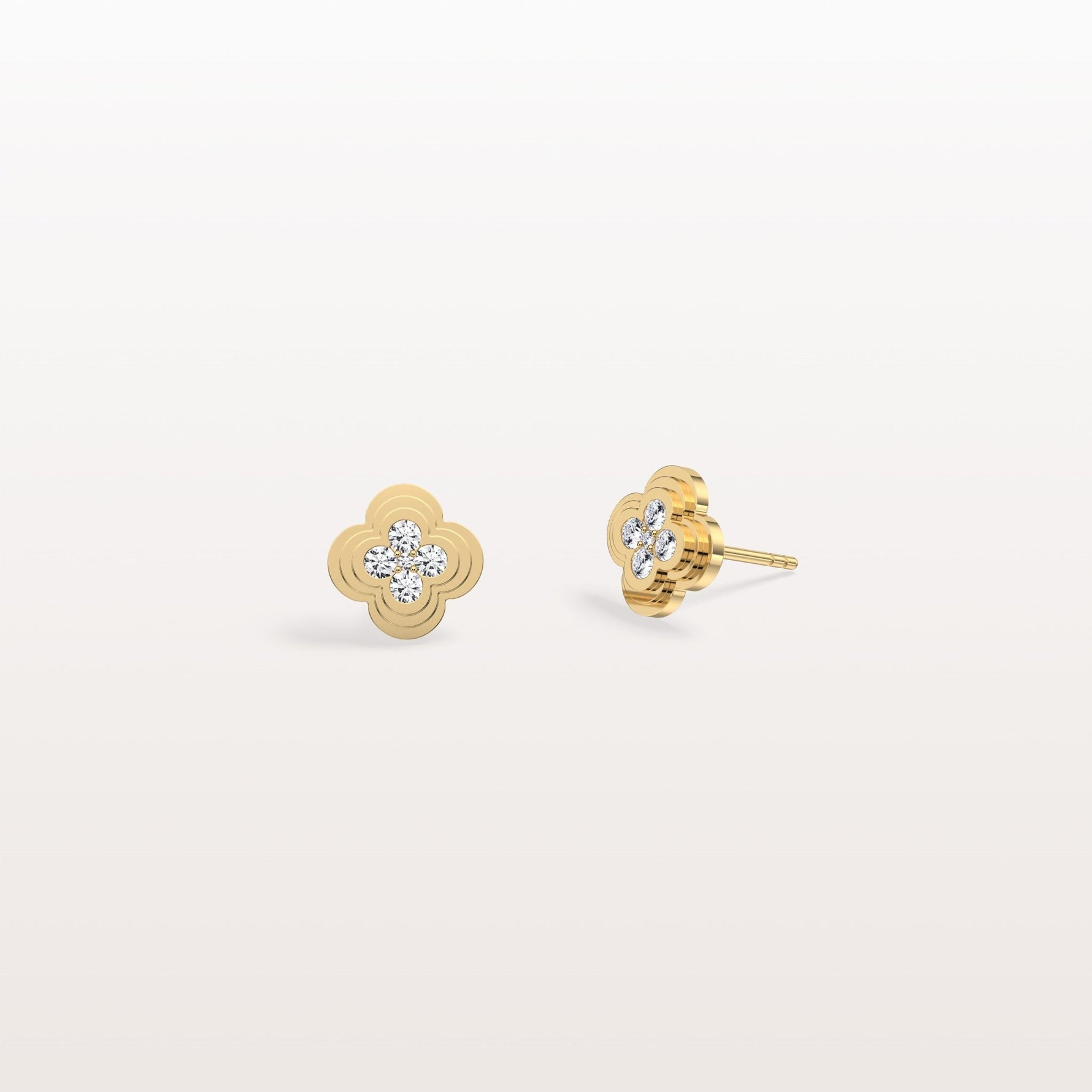 Lab Diamond Four Leaf Clover Studs Earrings - Earrings