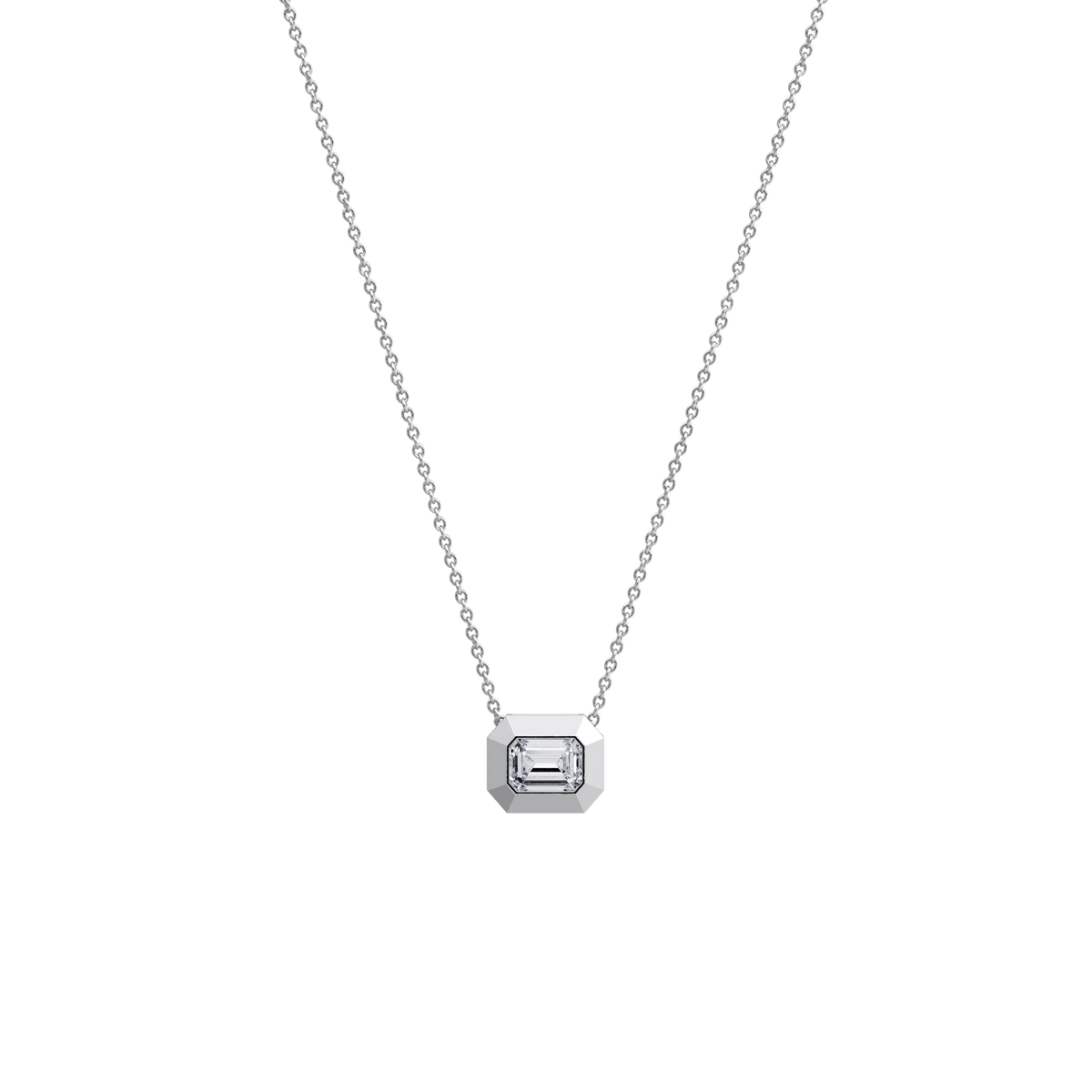 0.5CT Emerald Cut Lab Diamond Octagon Pendant Necklace - Necklaces