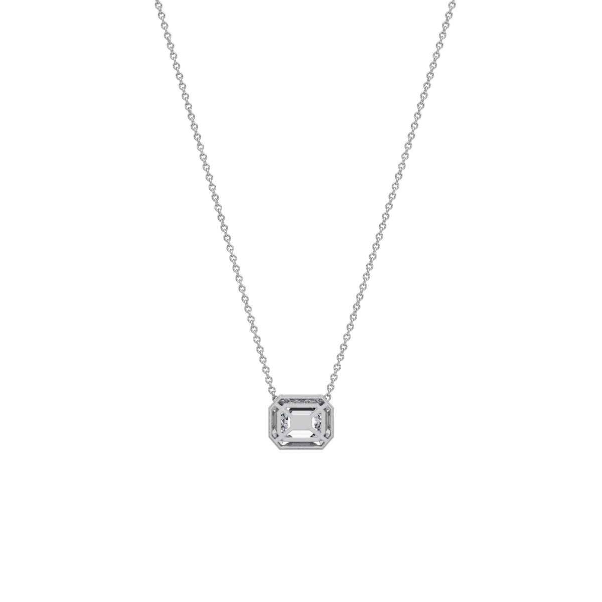 0.5CT Emerald Cut Lab Diamond Octagon Pendant Necklace - Necklaces