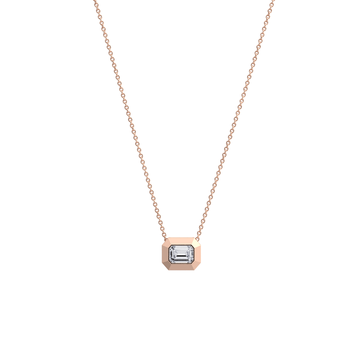 0.5CT Emerald Cut Lab Diamond Octagon Pendant Necklace - Necklaces