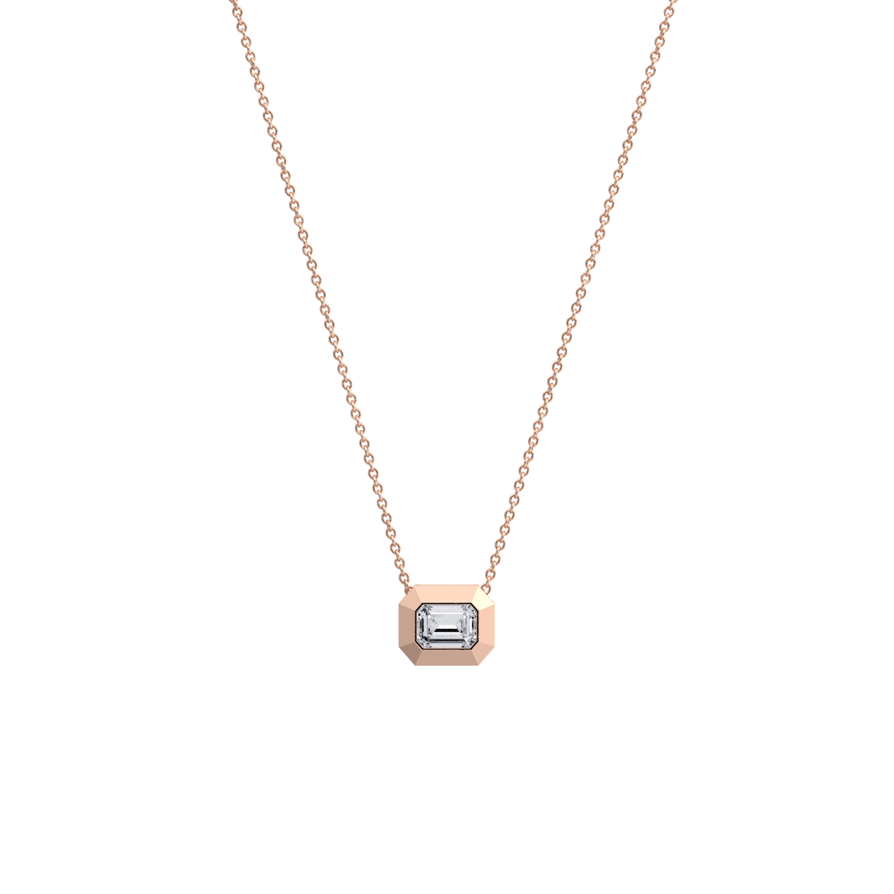 0.5CT Emerald Cut Lab Diamond Octagon Pendant Necklace - Necklaces