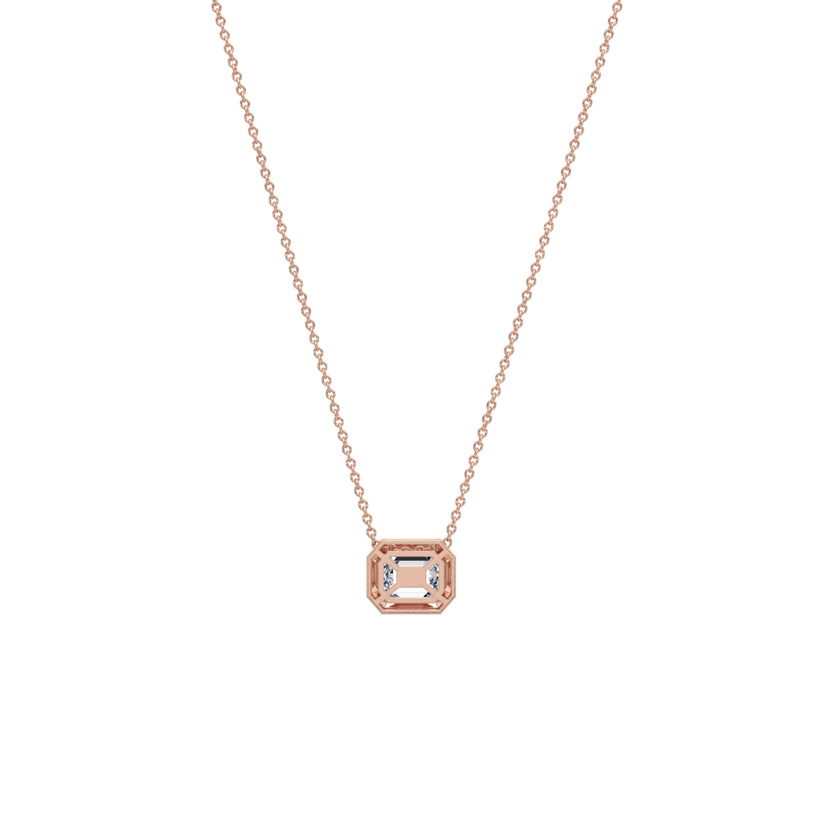 0.5CT Emerald Cut Lab Diamond Octagon Pendant Necklace - Necklaces