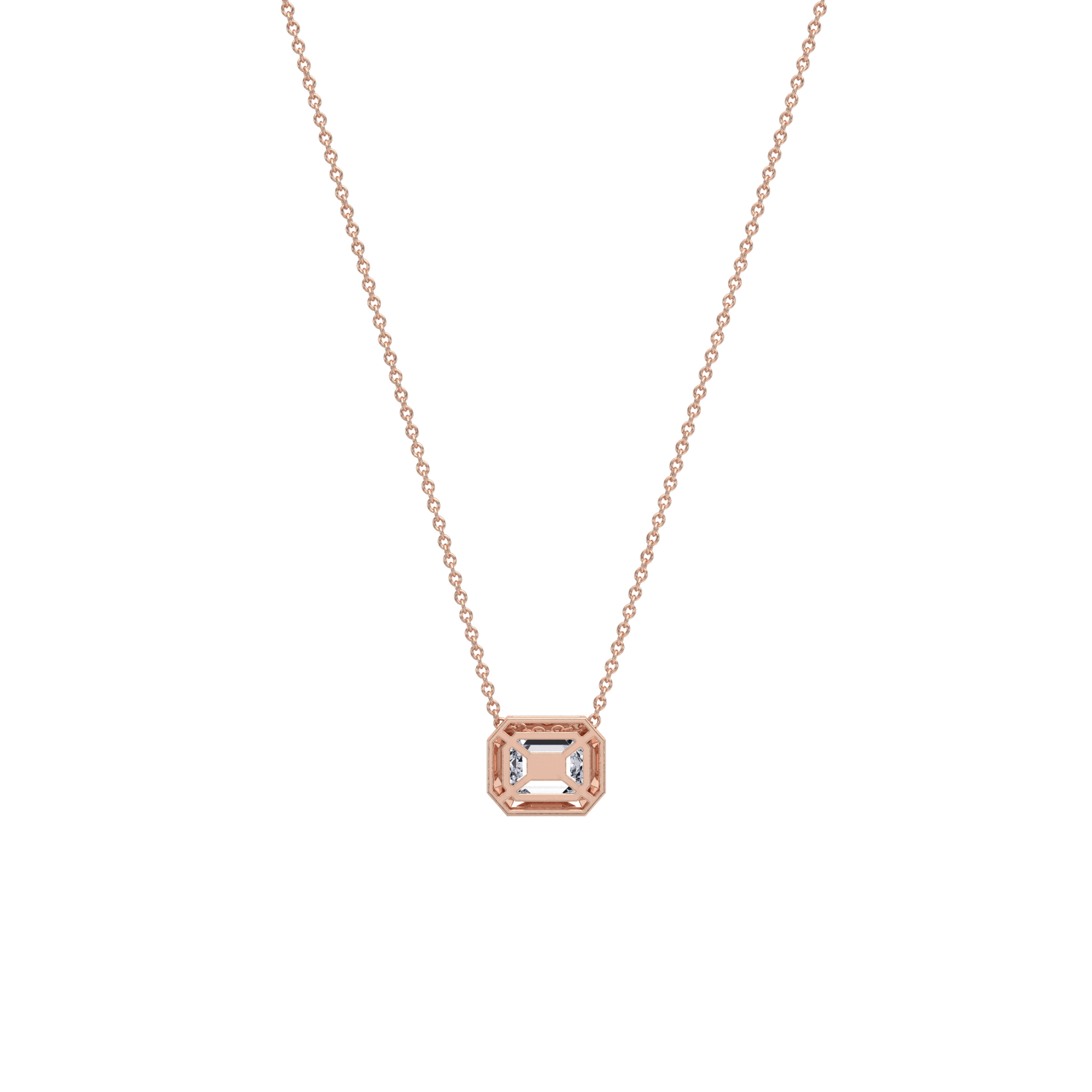 0.5CT Emerald Cut Lab Diamond Octagon Pendant Necklace - Necklaces