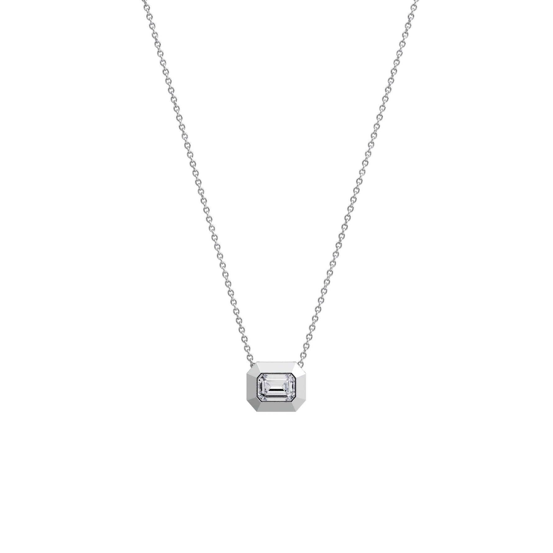 0.5CT Emerald Cut Lab Diamond Octagon Pendant Necklace - Necklaces