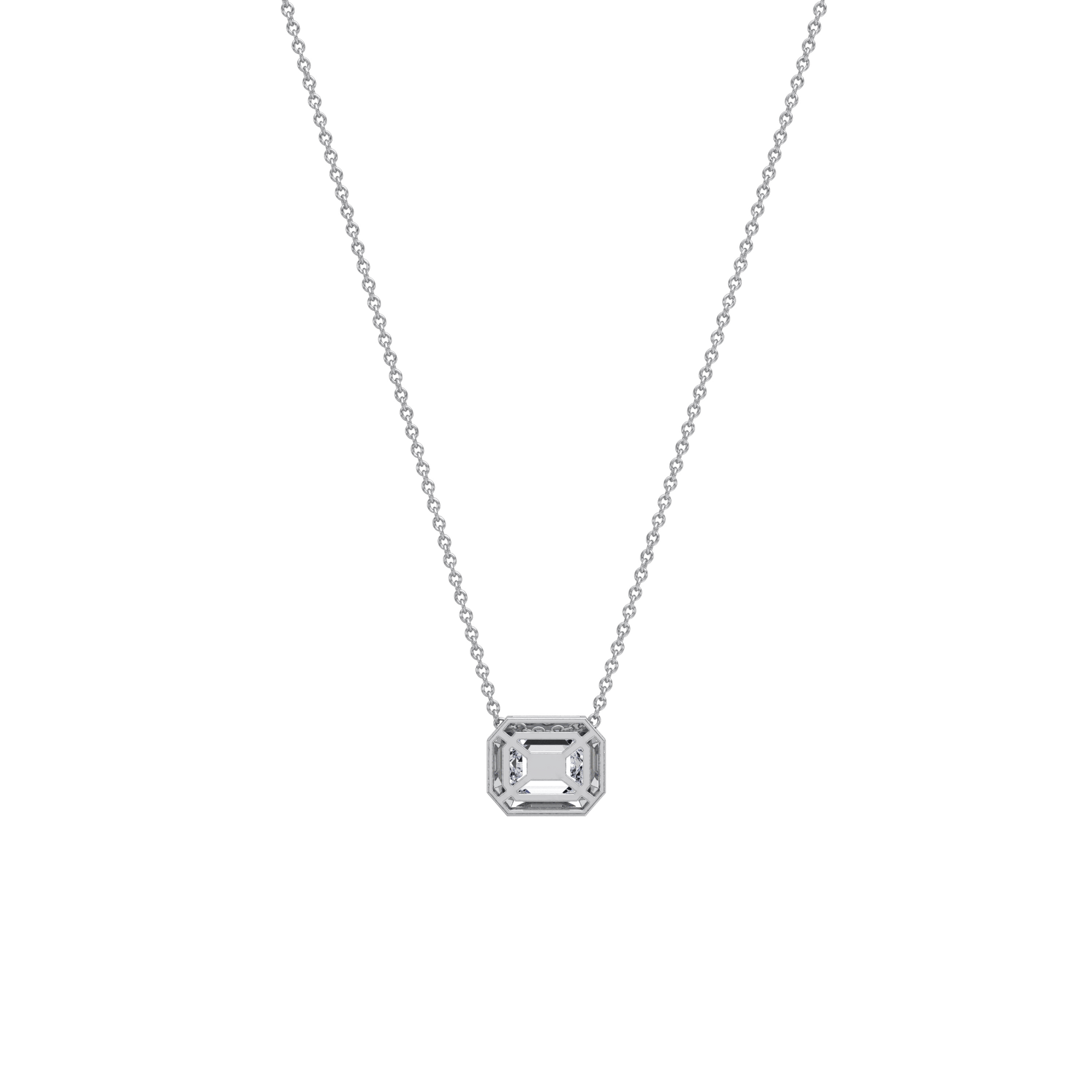 0.5CT Emerald Cut Lab Diamond Octagon Pendant Necklace - Necklaces