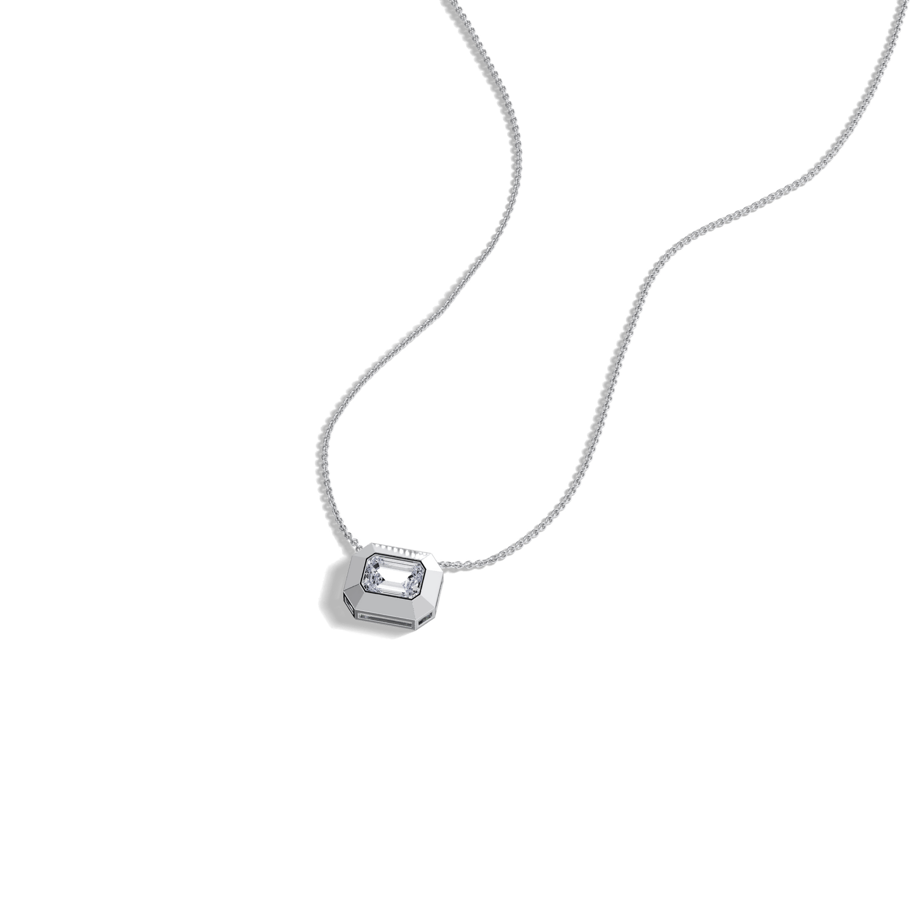 0.5CT Emerald Cut Lab Diamond Octagon Pendant Necklace - Necklaces