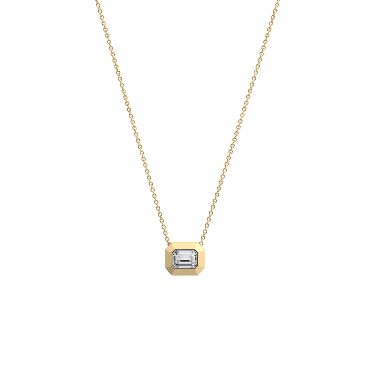 0.5CT Emerald Cut Lab Diamond Octagon Pendant Necklace - Necklaces