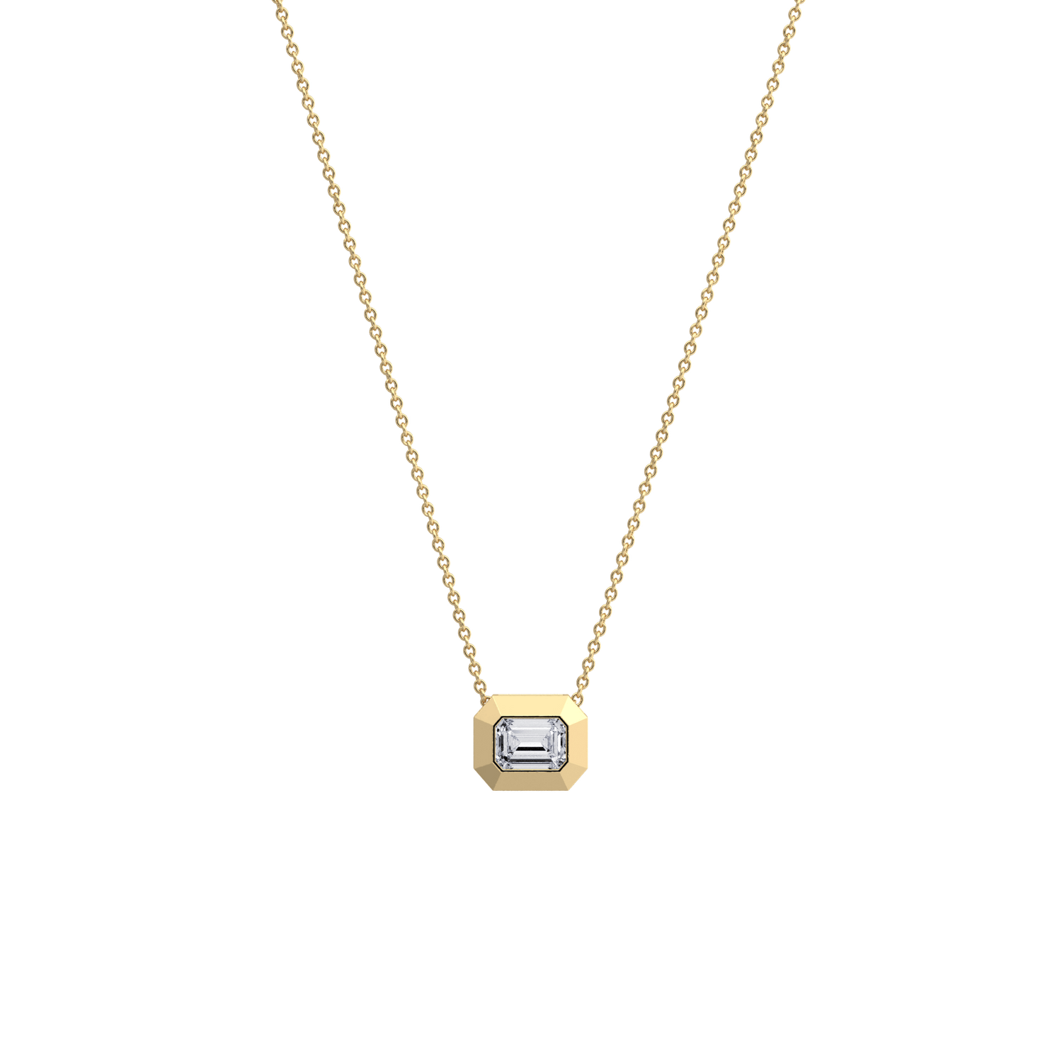 0.5CT Emerald Cut Lab Diamond Octagon Pendant Necklace - Necklaces