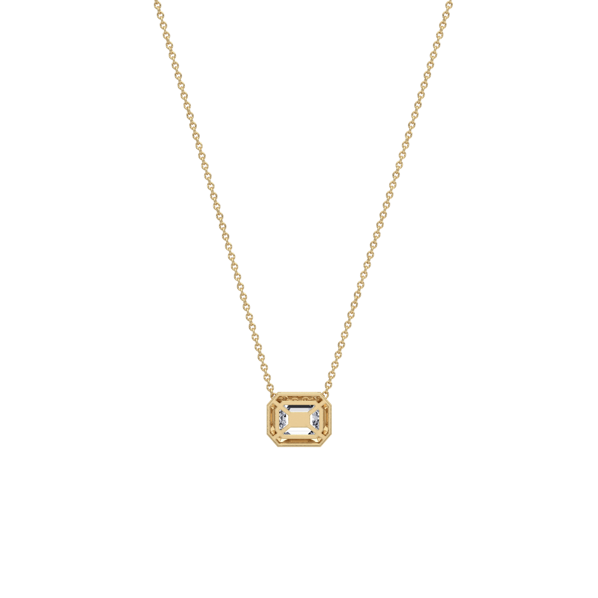 0.5CT Emerald Cut Lab Diamond Octagon Pendant Necklace - Necklaces