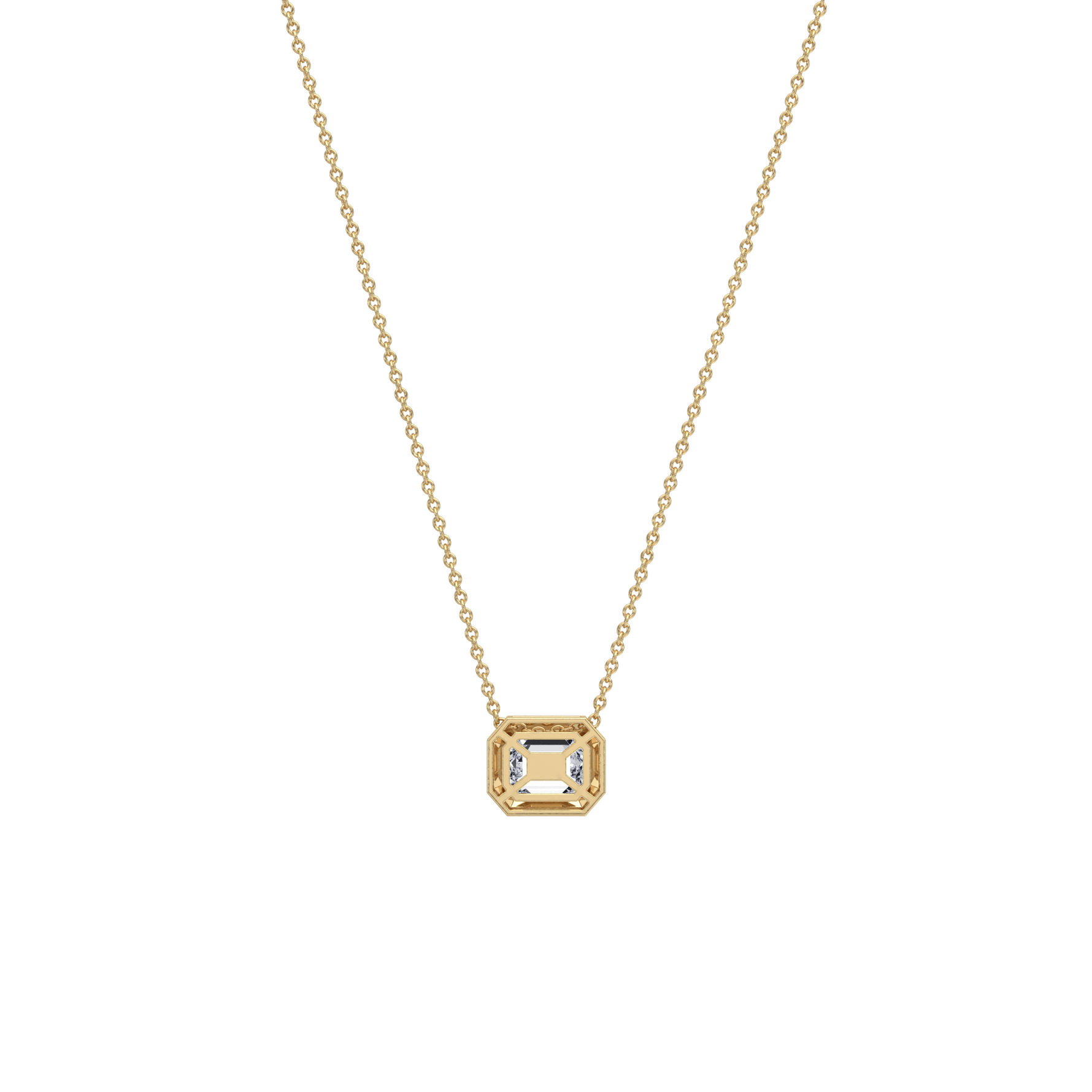 0.5CT Emerald Cut Lab Diamond Octagon Pendant Necklace - Necklaces